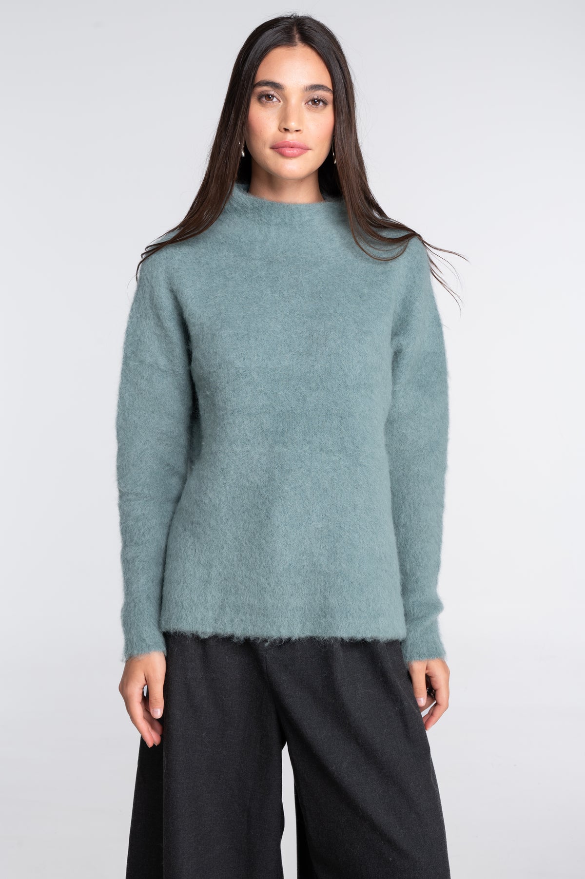 Mock neck pullover in alpaca blend 7666