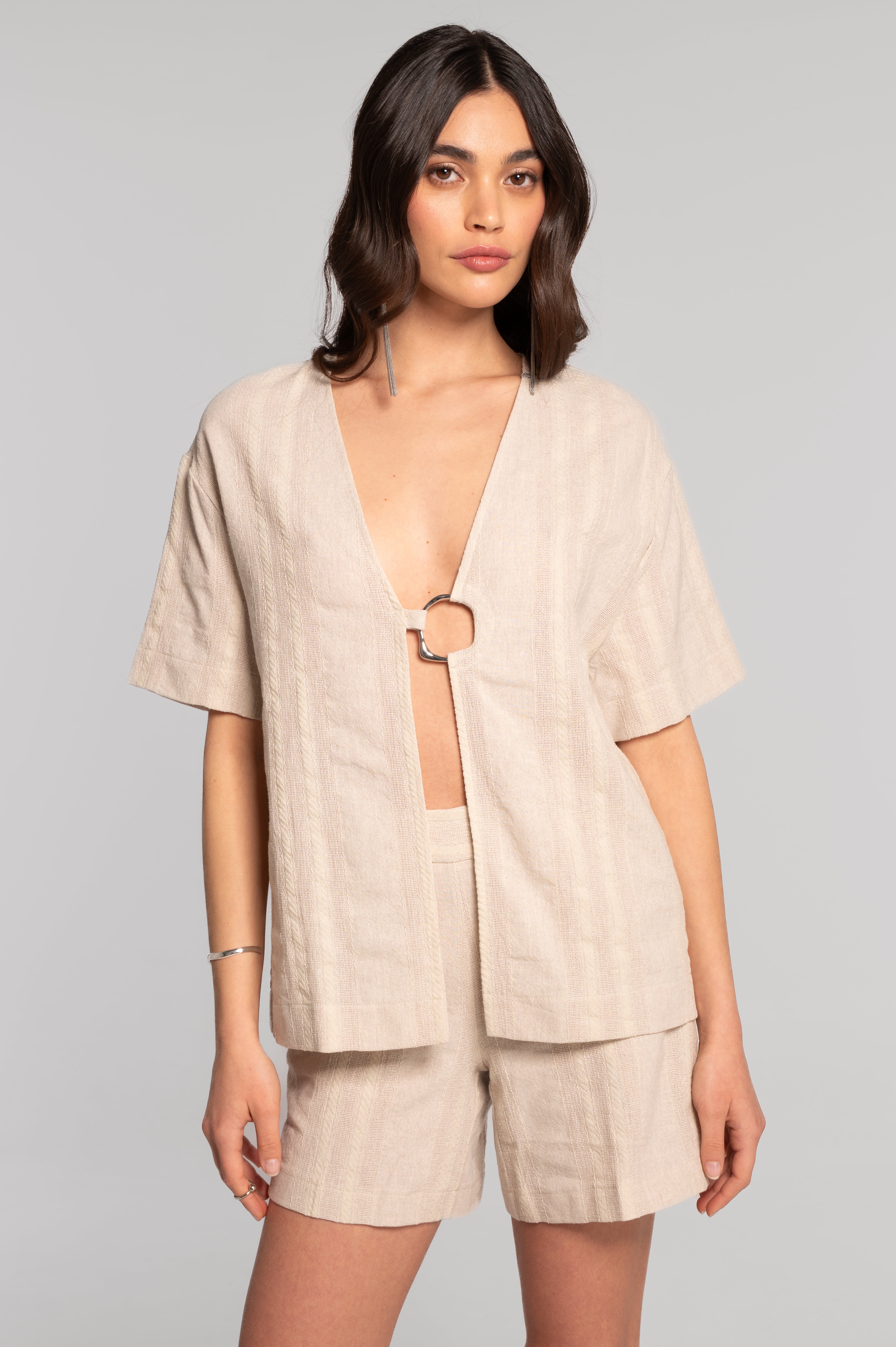 Cotton jacquard kimono-style jacket 7732