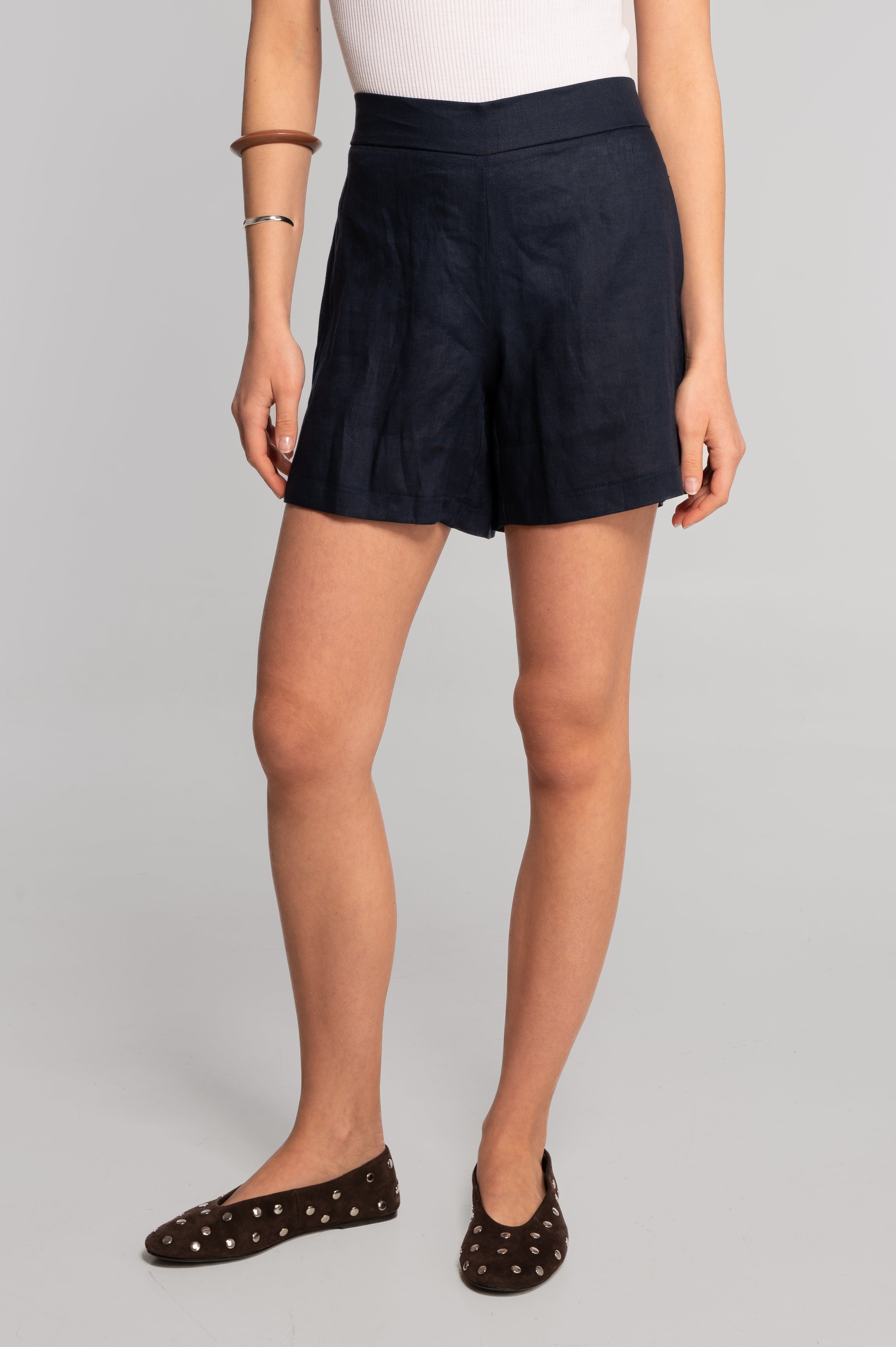 Linen flared shorts 7741