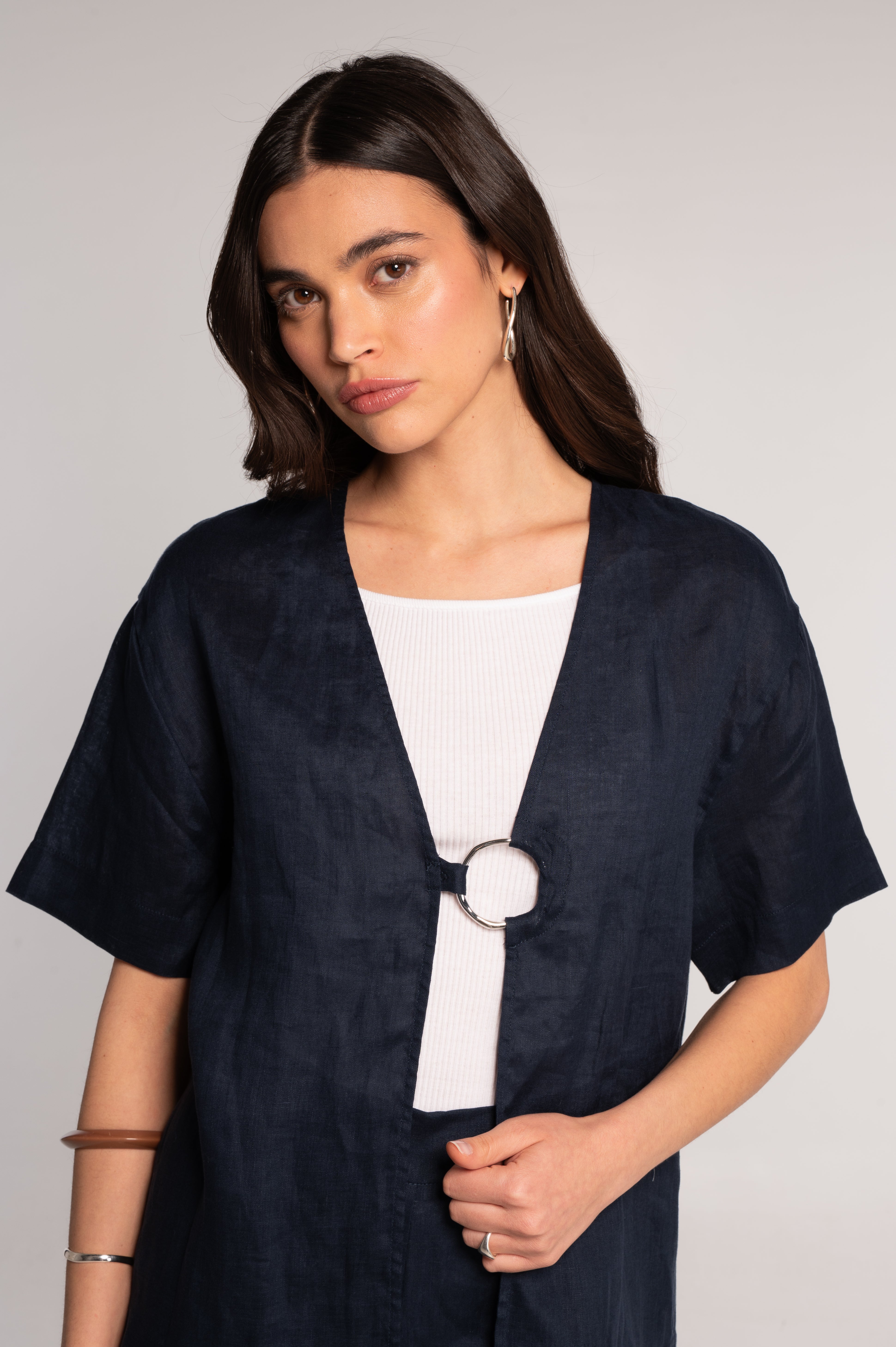 Linen kimono-style jacket 7742