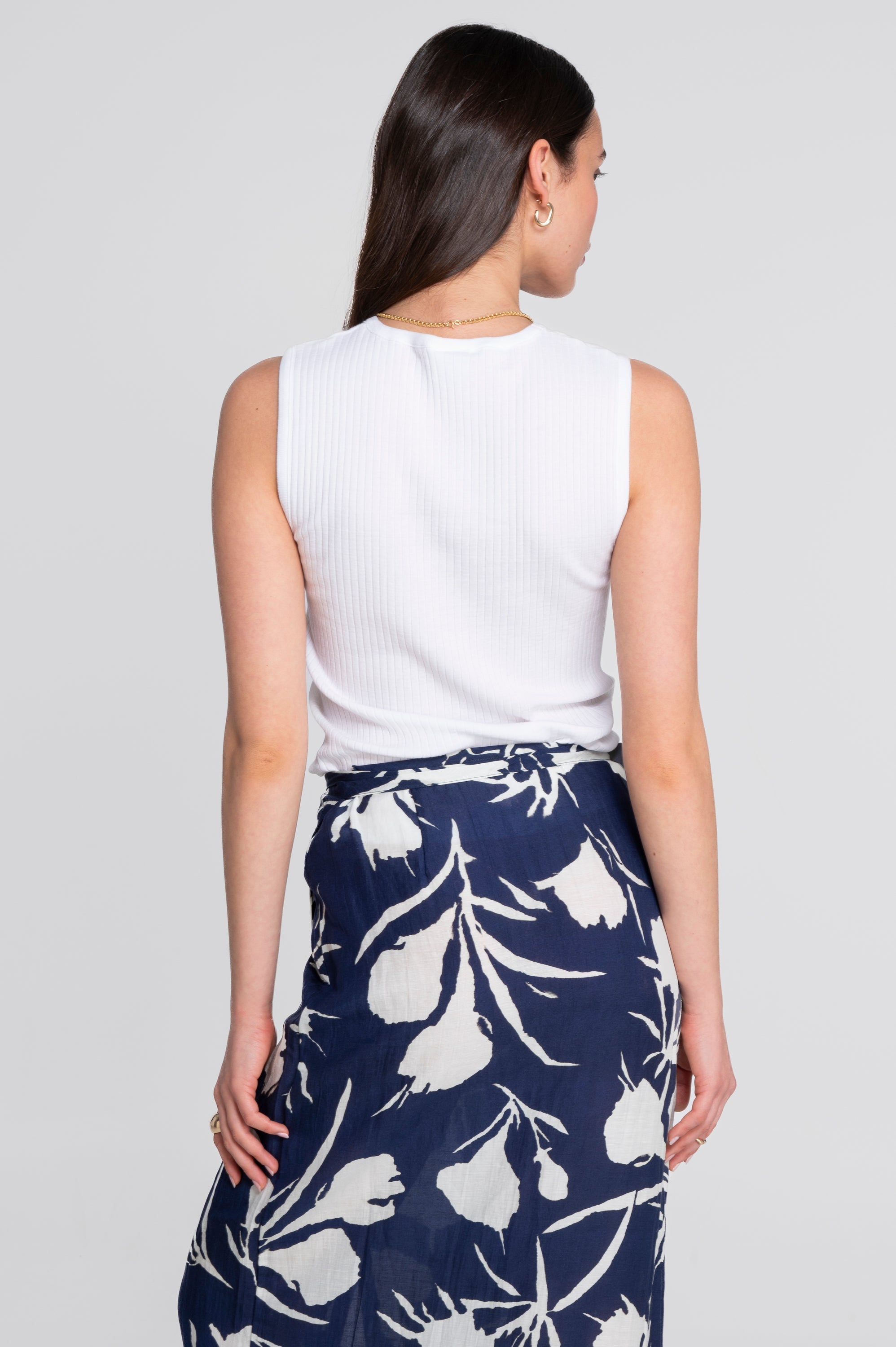 Printed linen-viscose wrap skirt 7535VL
