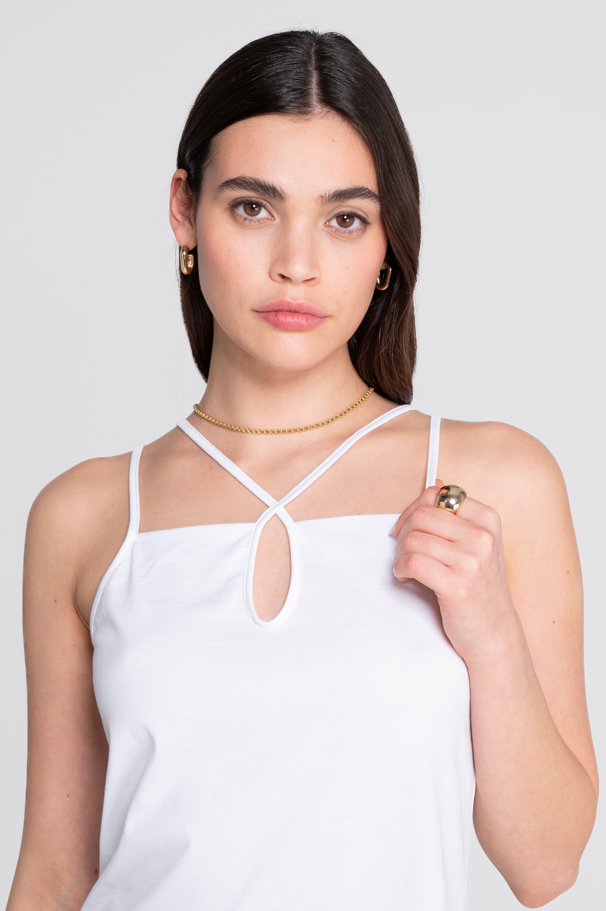 Camisole top in jersey cotton with chantilly lace 7523