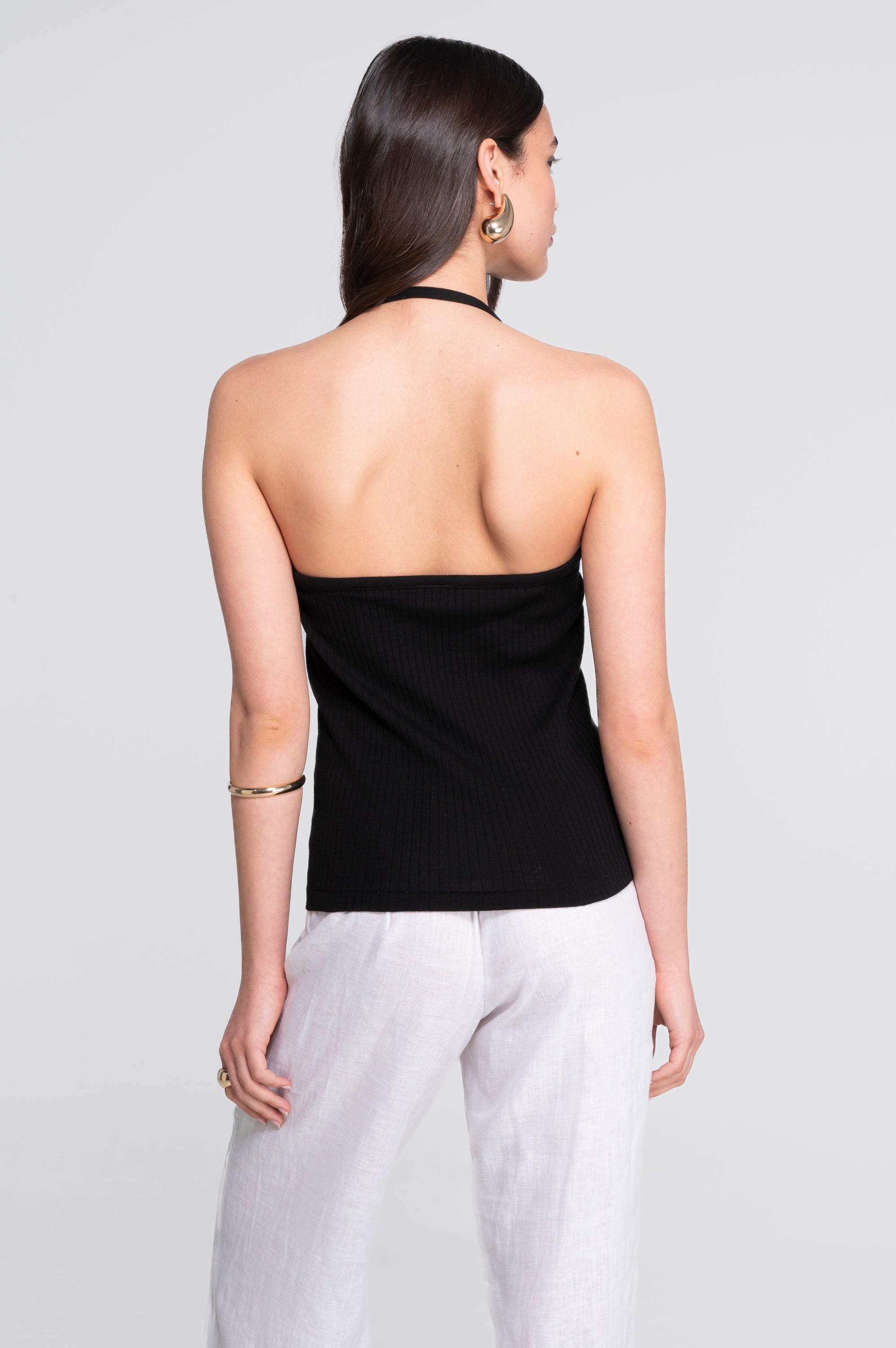 Cotton halter V neck top 7560