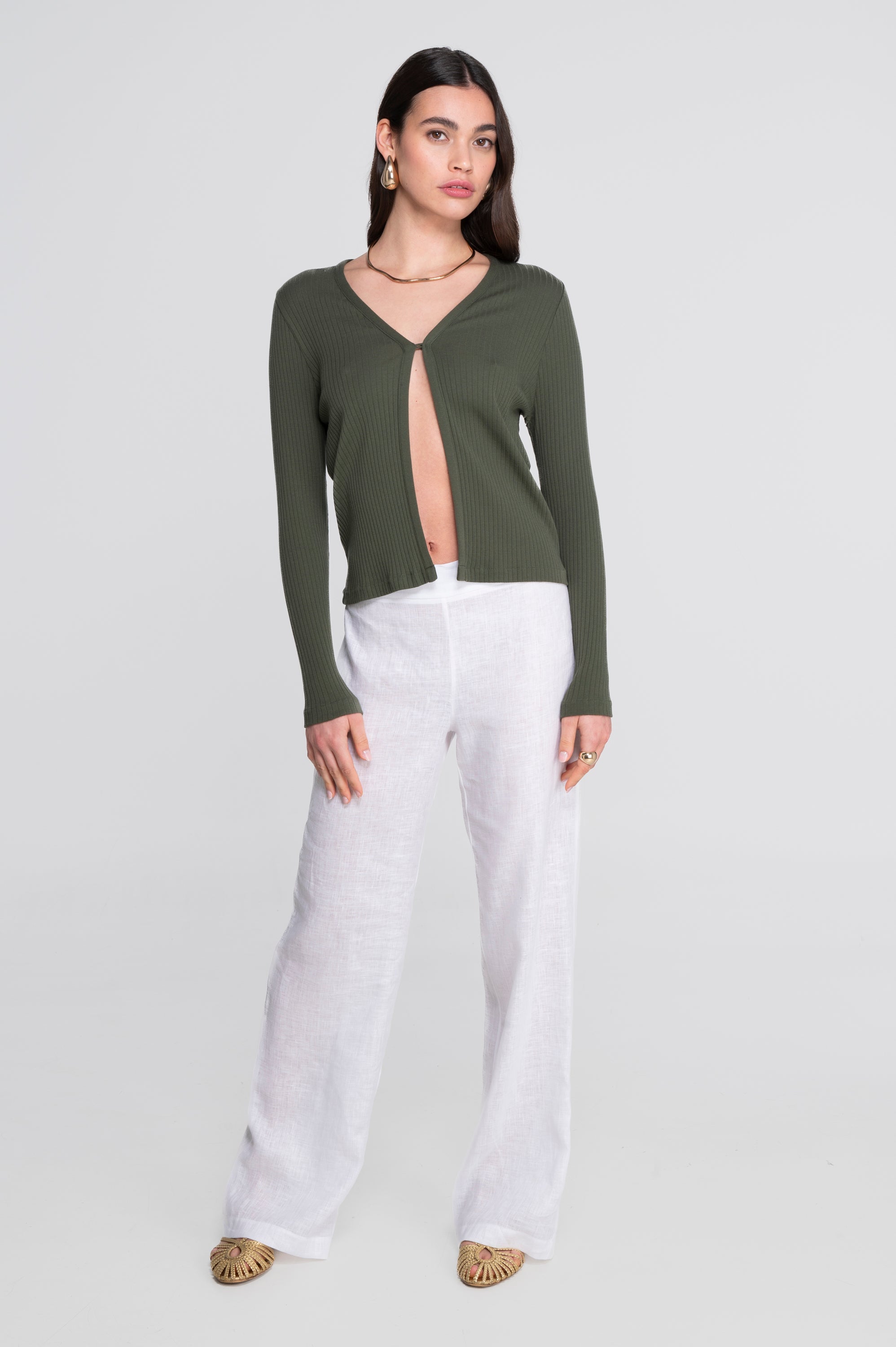 Cotton long sleeves cardigan 7564