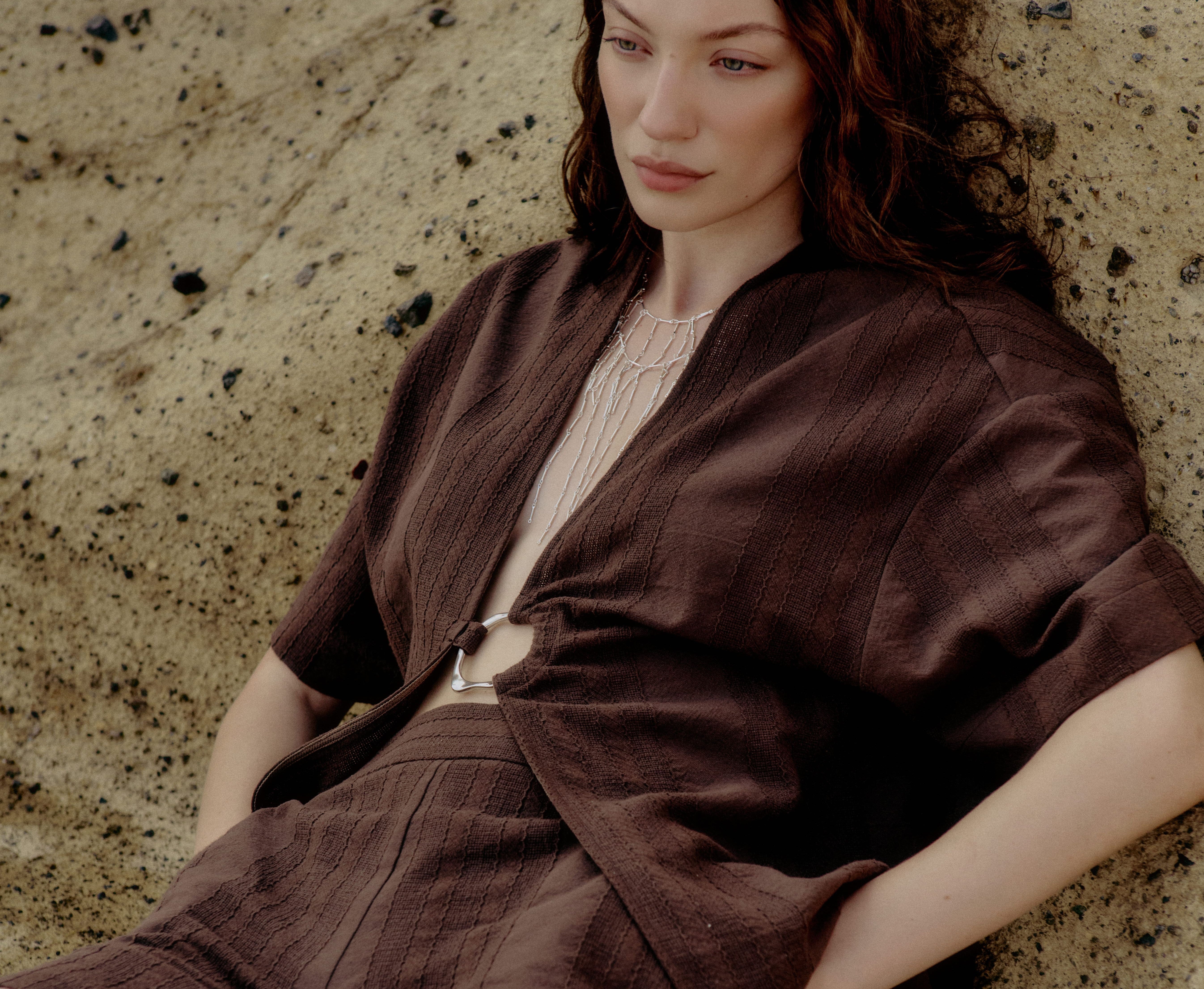 Cotton jacquard kimono-style jacket 7732X