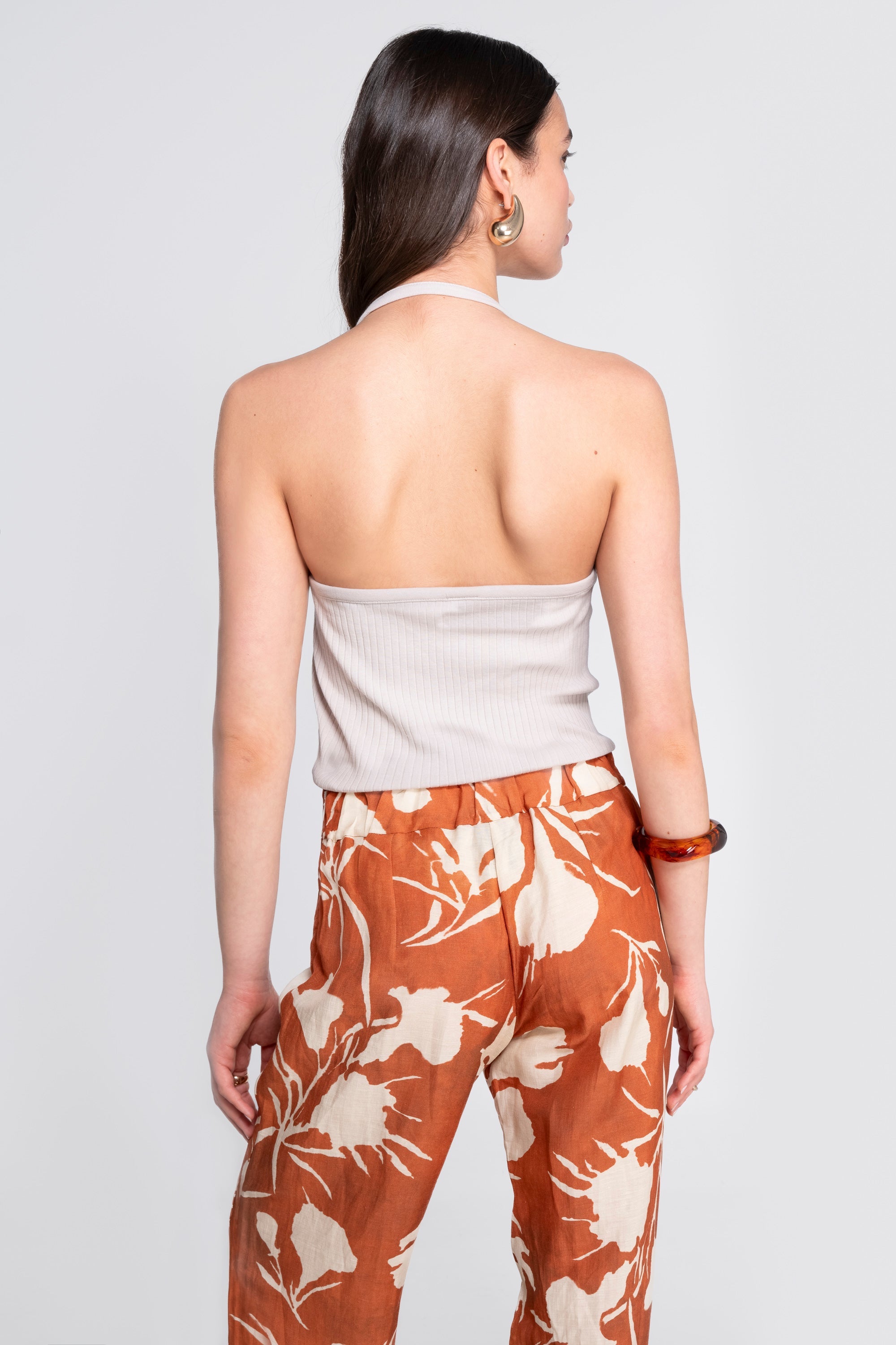 Wide-leg printed linen-viscose trousers 7536VL