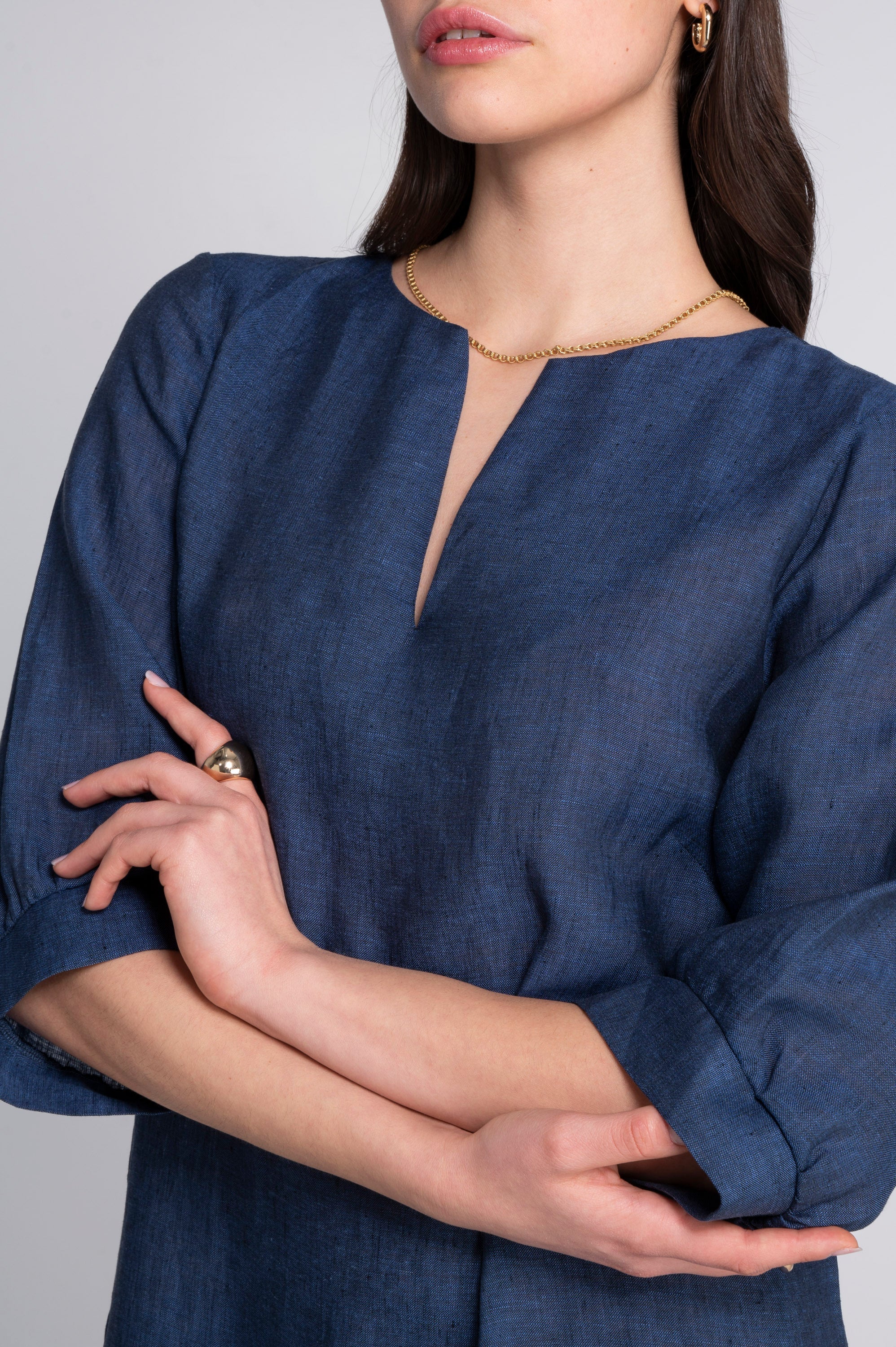Kaftan-style linen dress 7555L