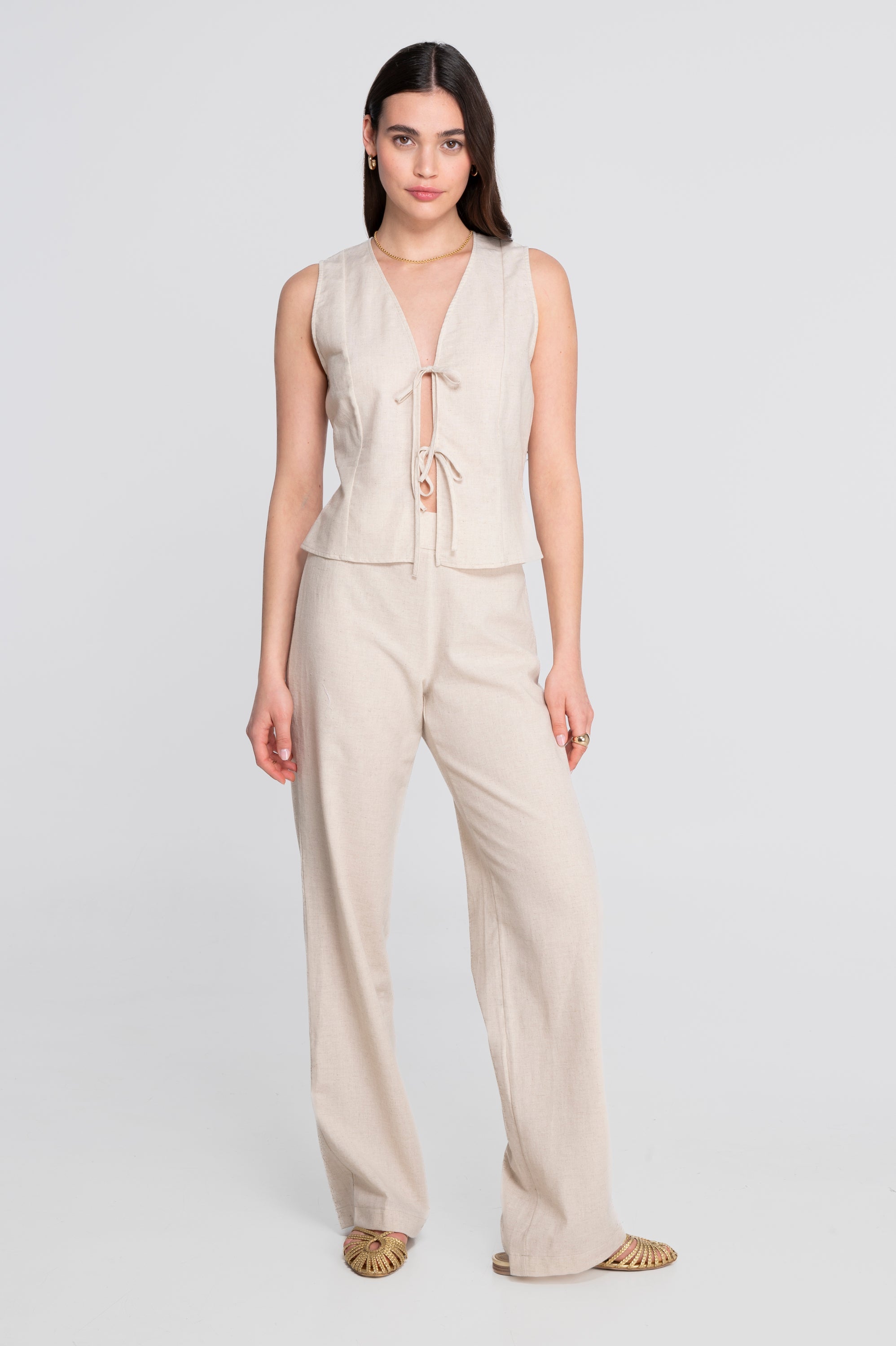 Cotton-linen sleeveless vest 7551CL