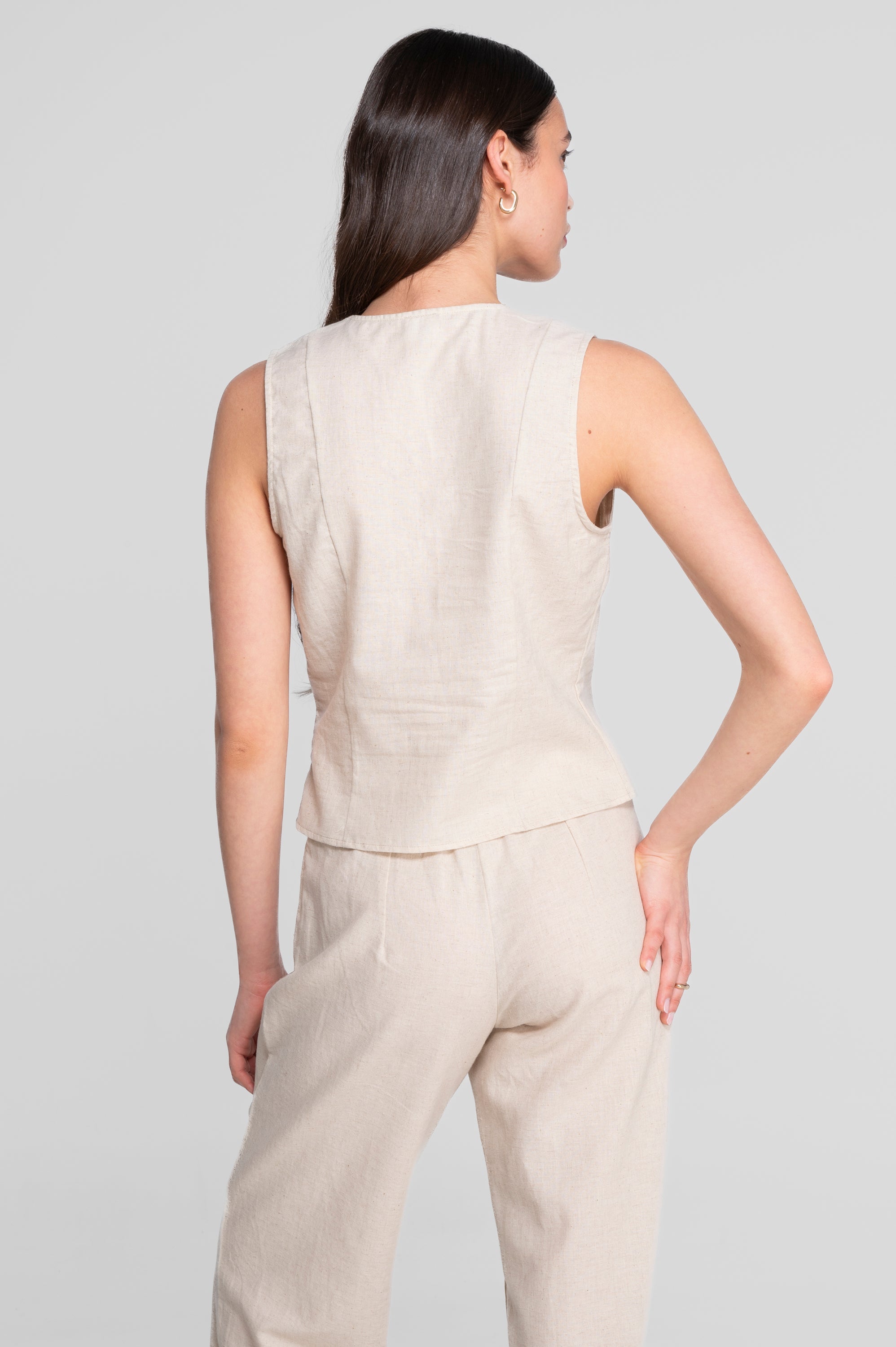 Cotton-linen sleeveless vest 7551CL