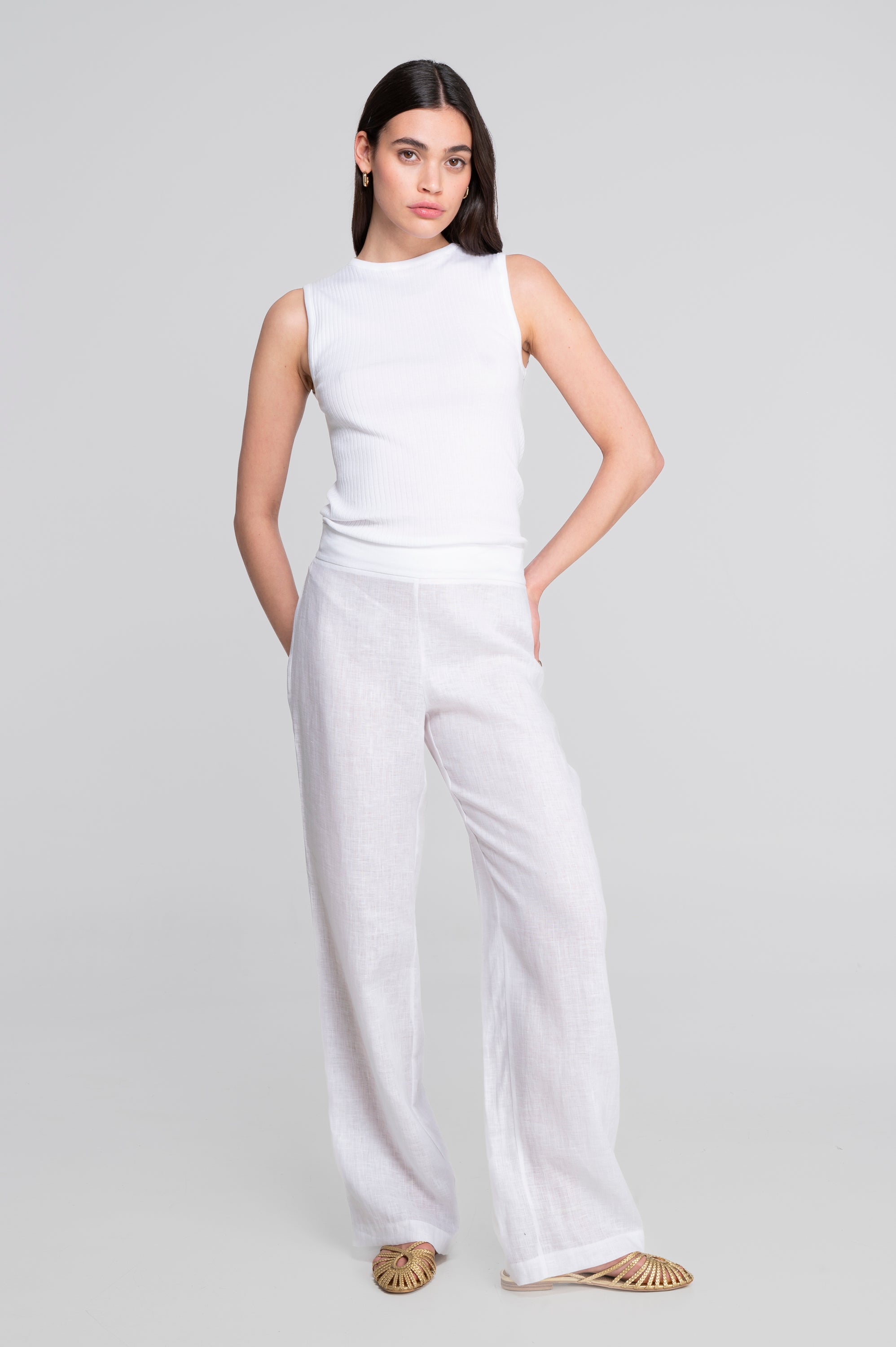 Wide-leg linen trousers 7536L