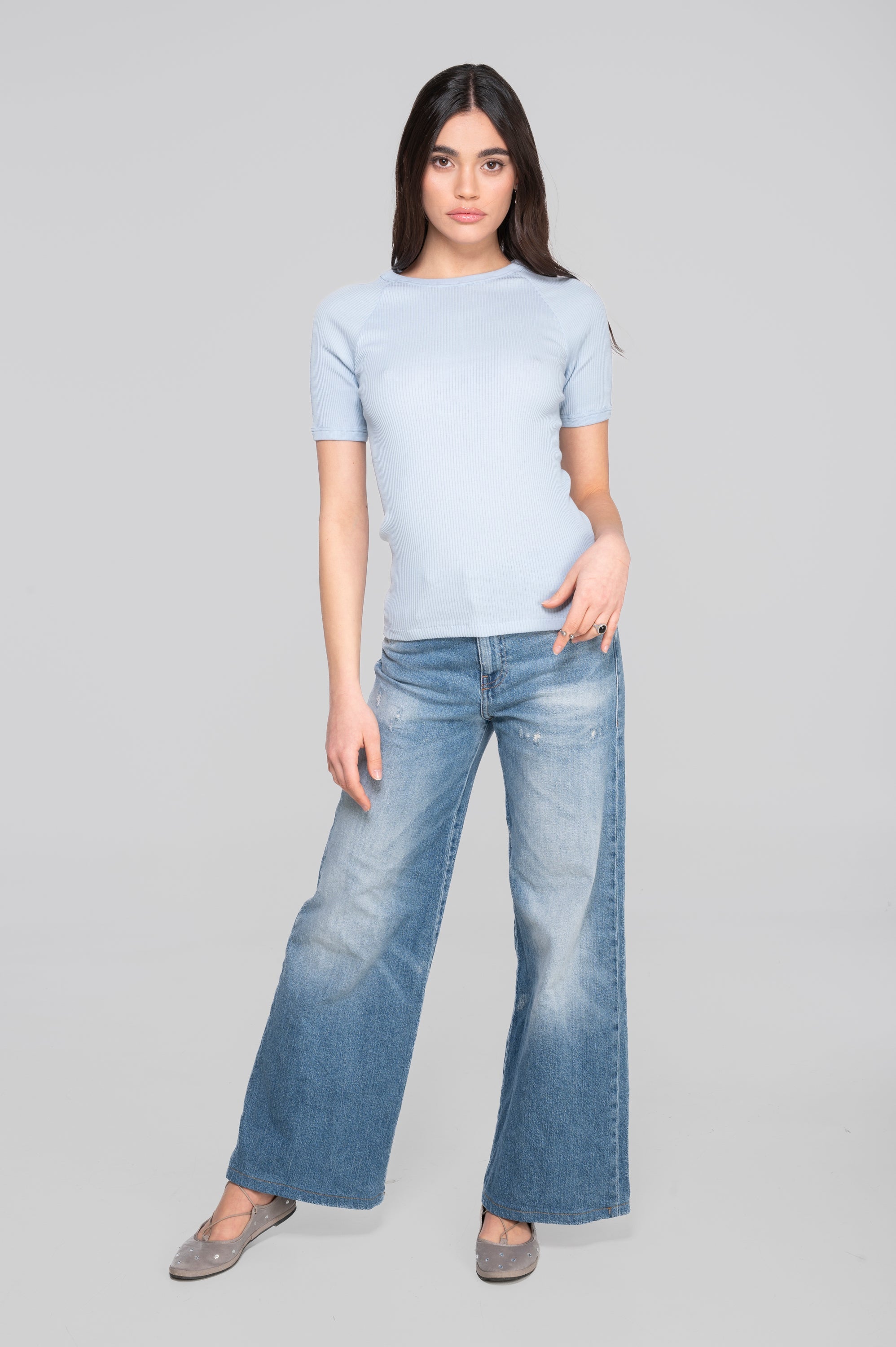 Cotton round neck T-shirt 7163