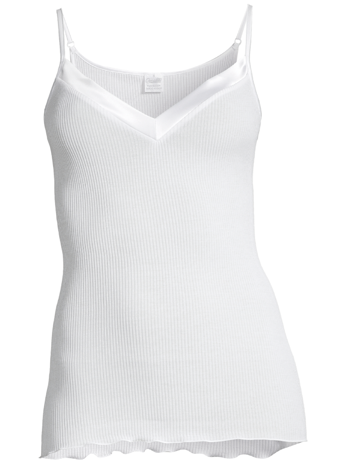 Filoscozia Spaghetti V Neck Top with Satin Edging 16130 - Oscalito