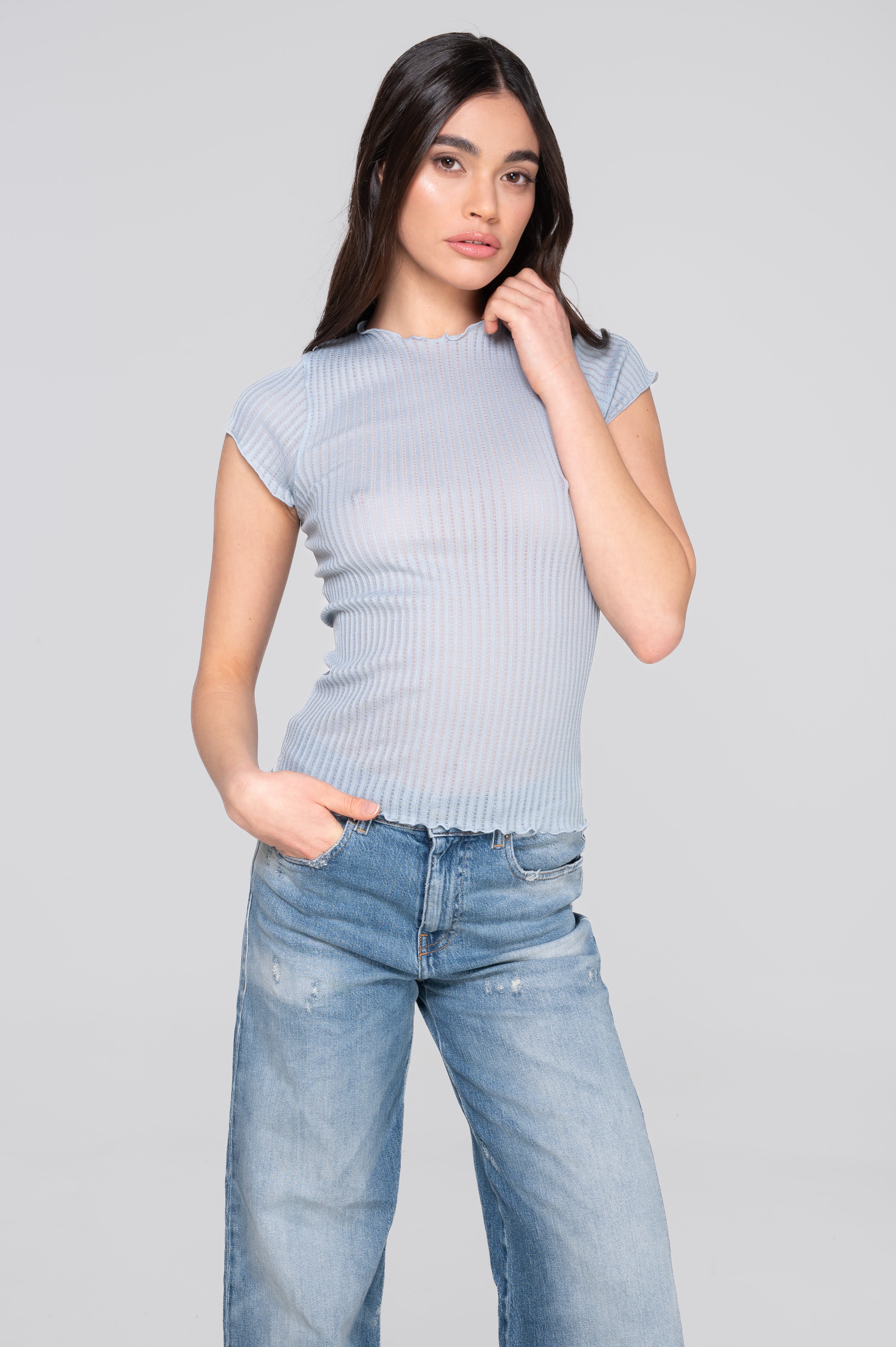 Short sleeves top in ajouré Filoscozia 3117