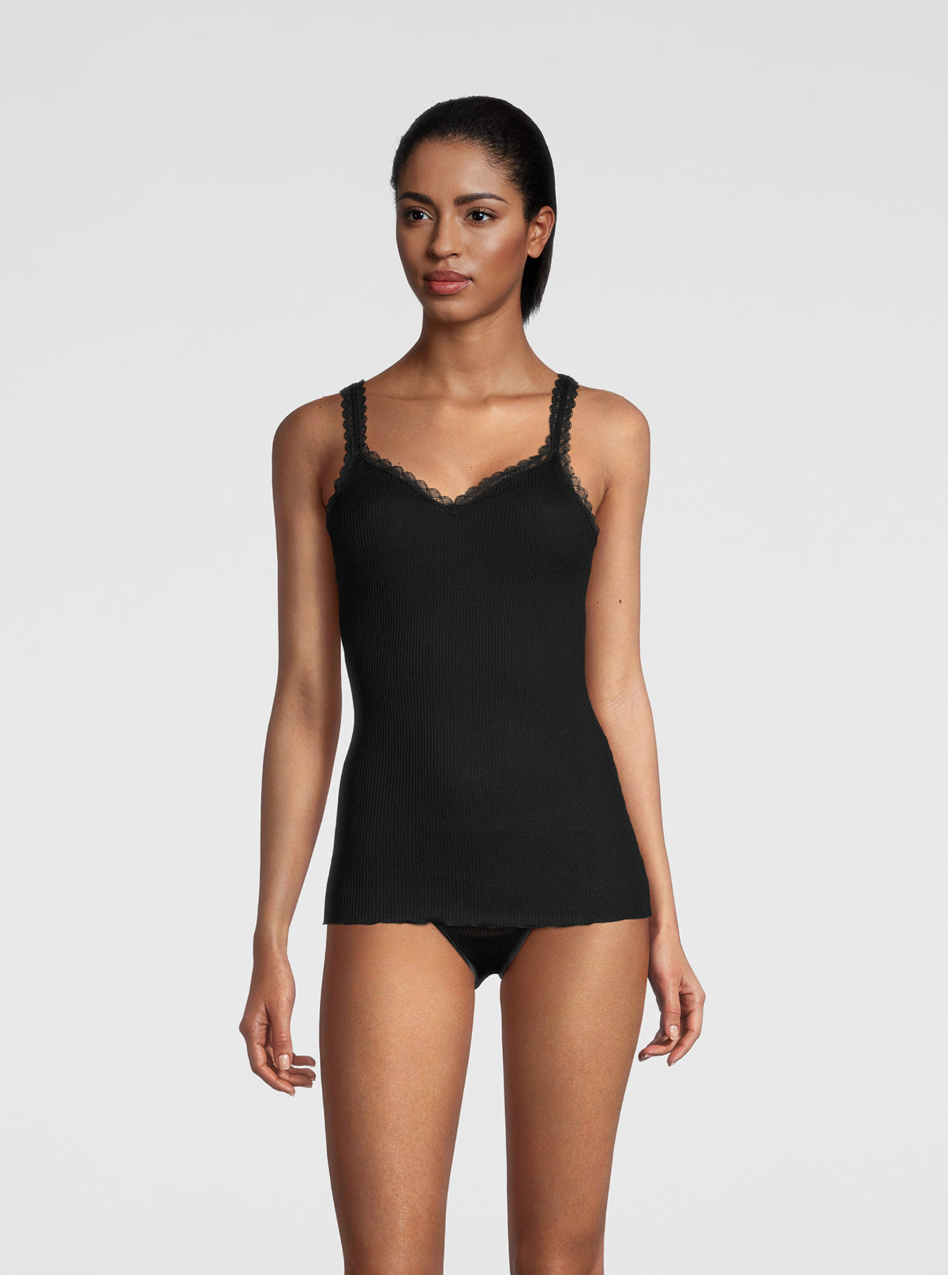 Filoscozia Spaghetti Top with Leavers Lace 3170 - Oscalito