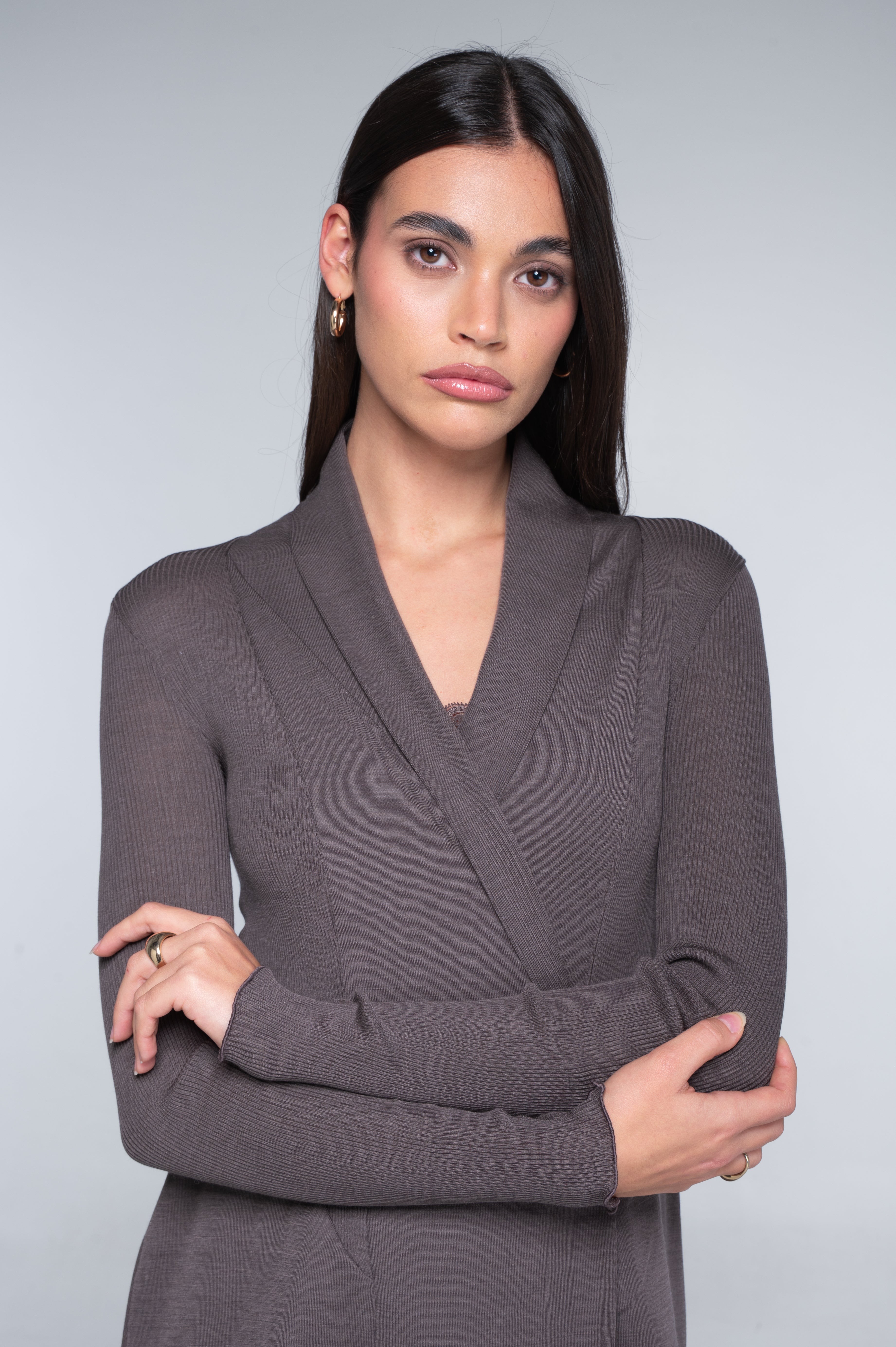 Wool and silk tank top with Leavers lace 3410