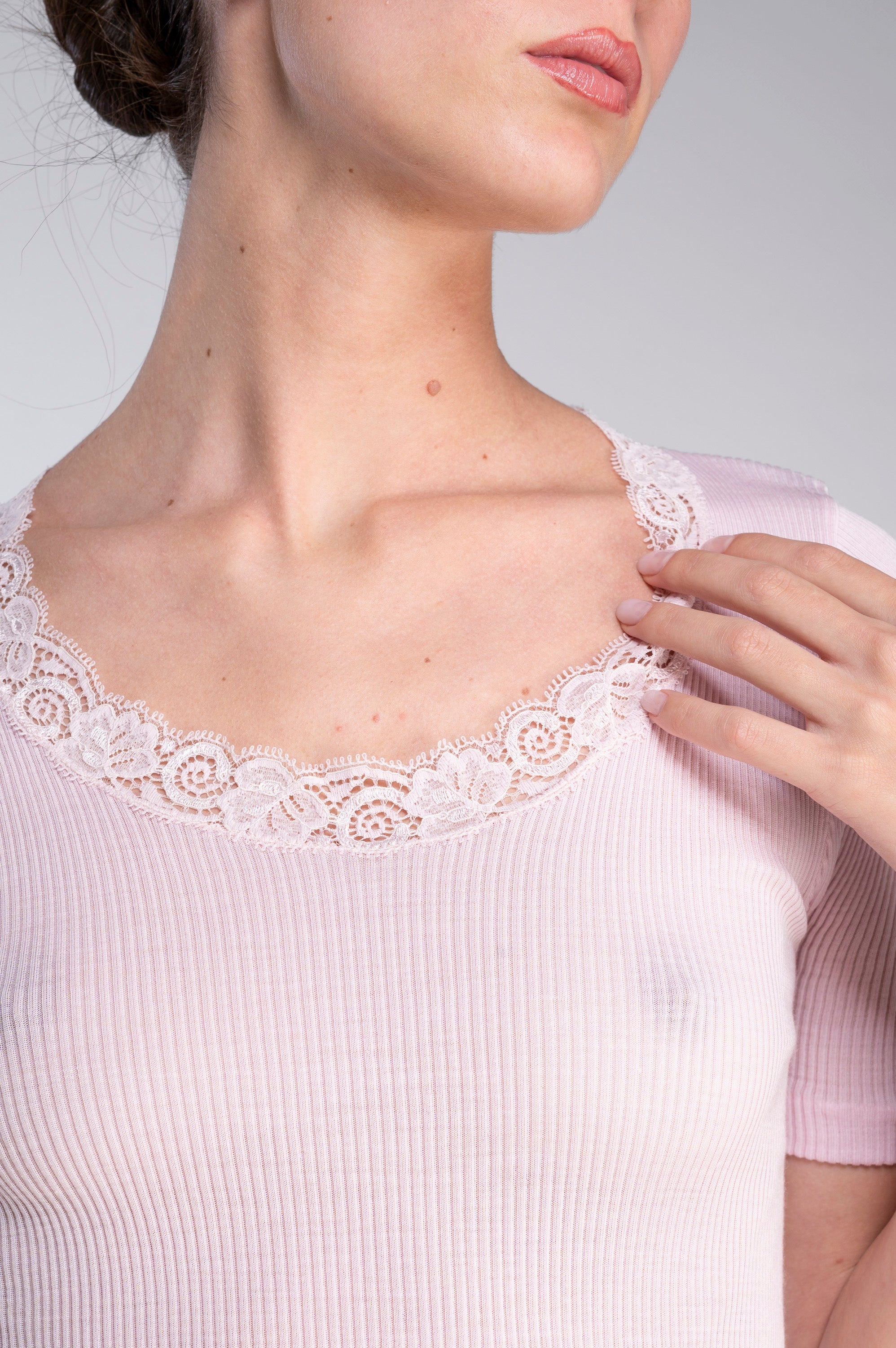 Wool and silk round neck T-Shirt 3414