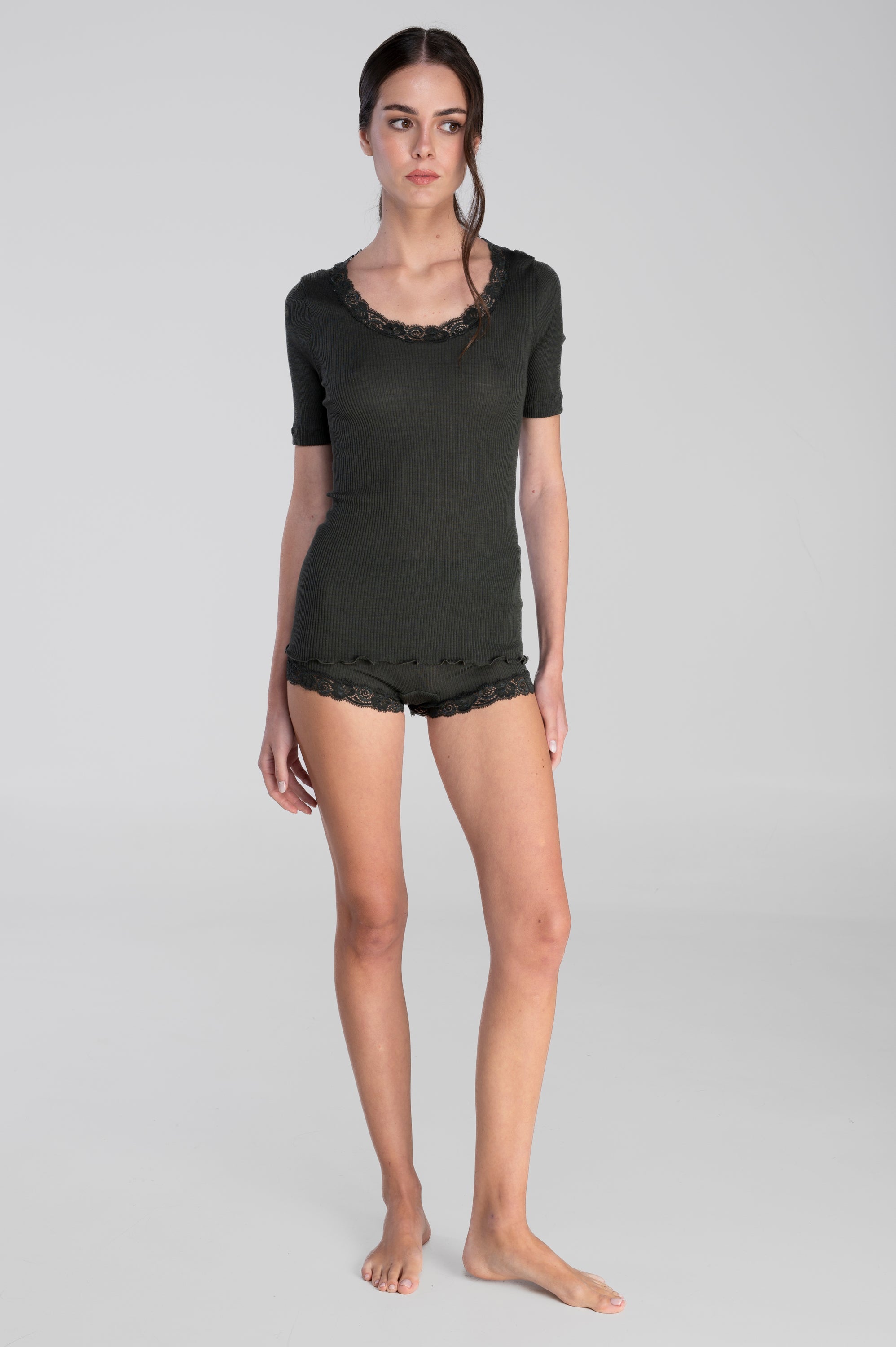 Wool and silk round neck T-Shirt 3414