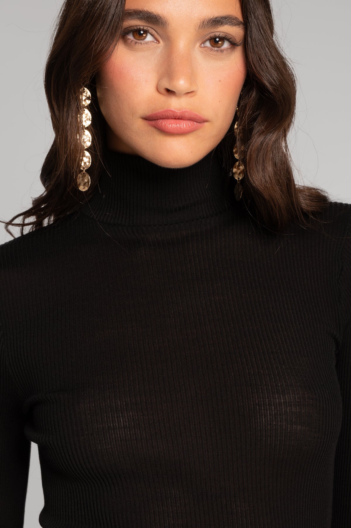 Wool and silk long sleeves mock neck shirt 3429