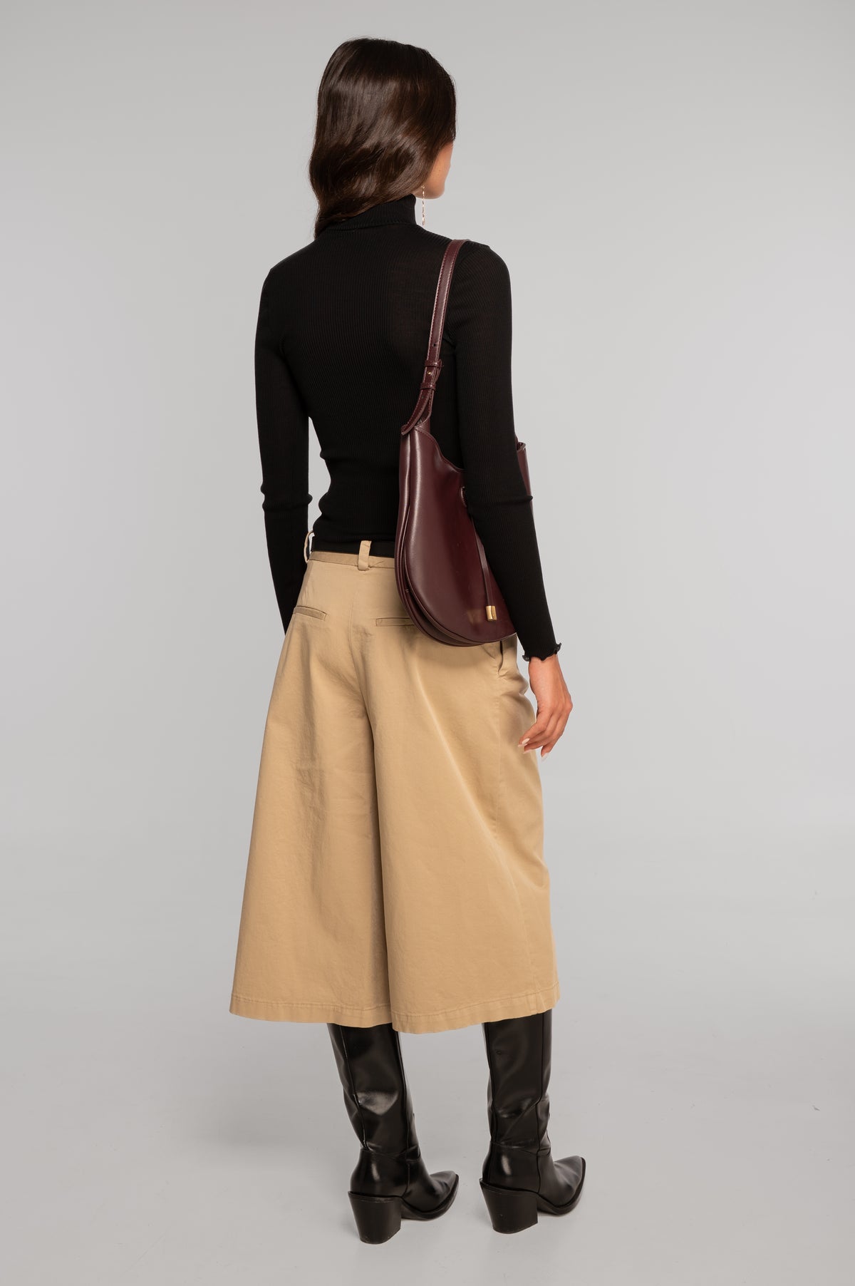 Wool and silk long sleeves mock neck shirt 3429
