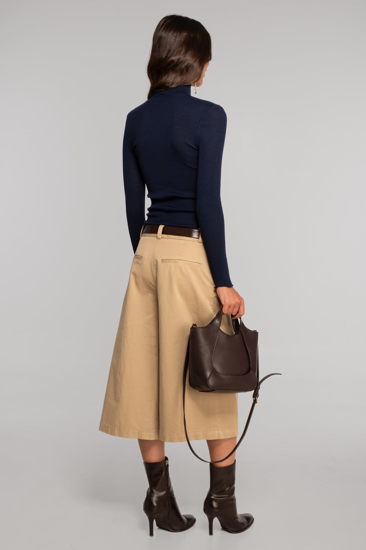 Wool and silk long sleeves mock neck shirt 3429