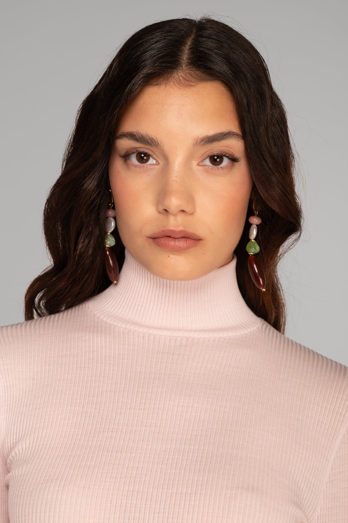 Wool and silk long sleeves mock neck shirt 3429