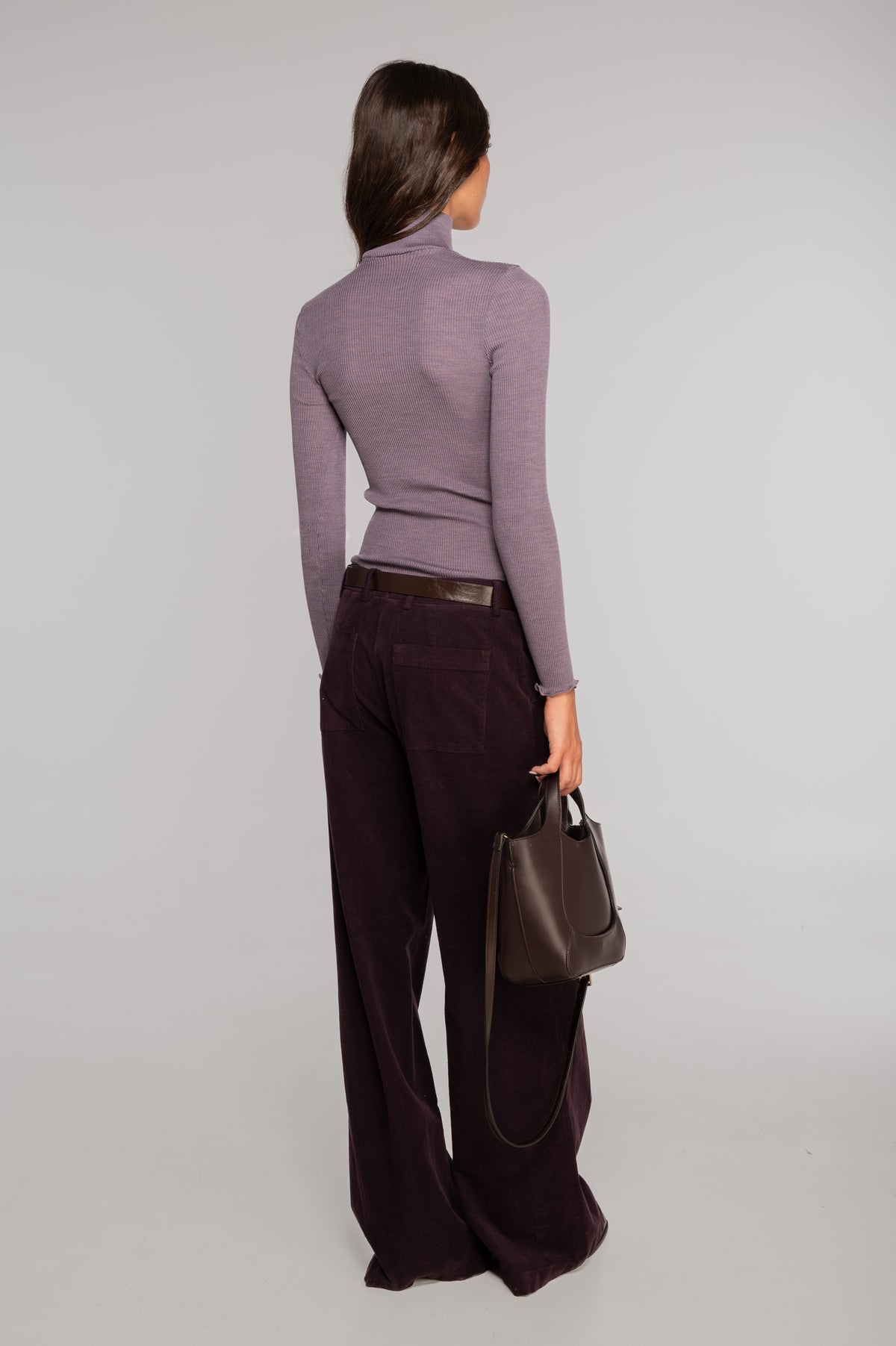 Wool and silk long sleeves mock neck shirt 3429