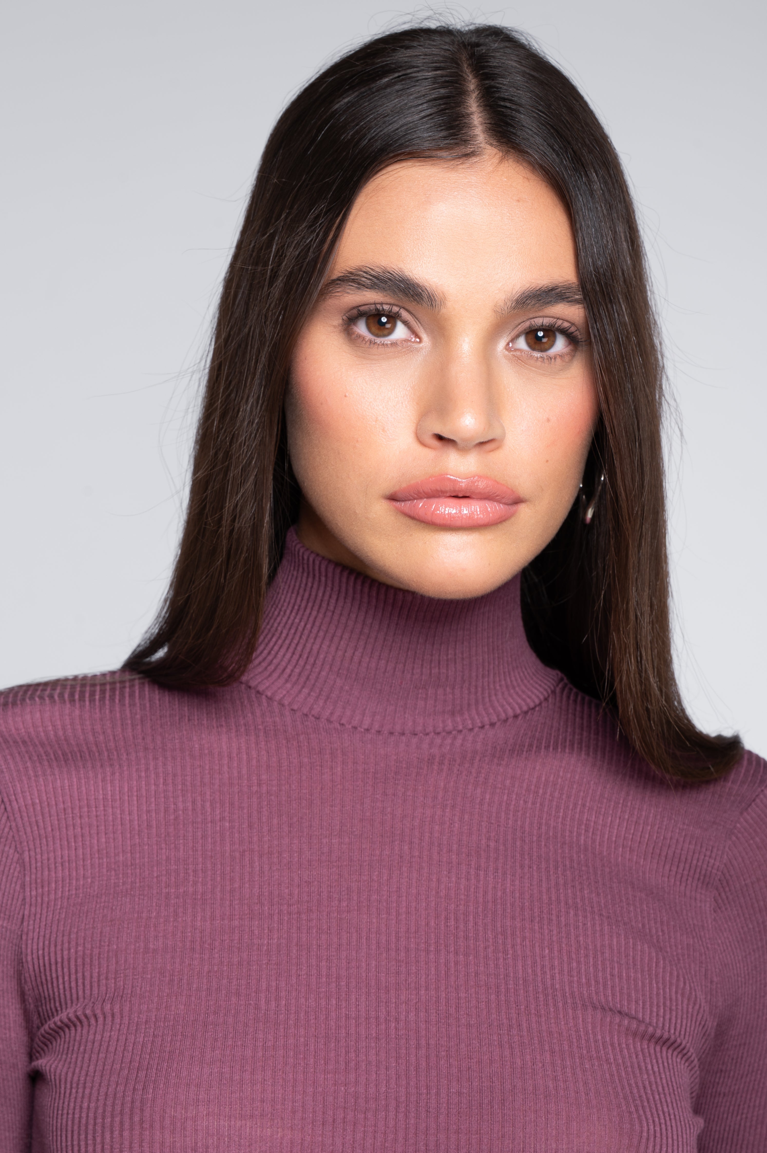 Wool and silk long sleeves mock neck shirt 3429