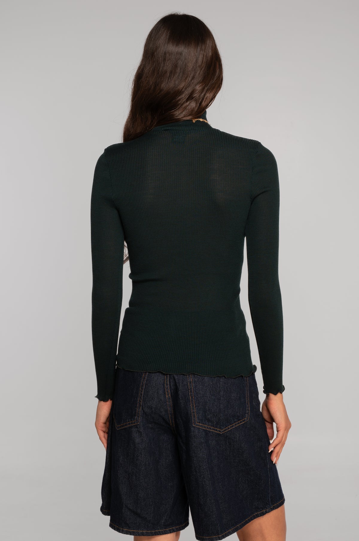 Wool and silk long sleeves mock neck shirt 3429