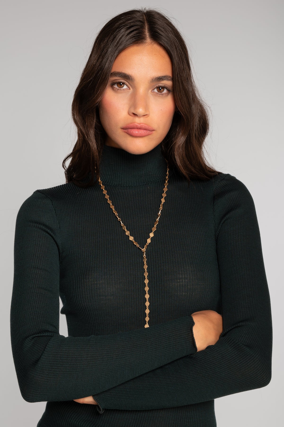 Wool and silk long sleeves mock neck shirt 3429
