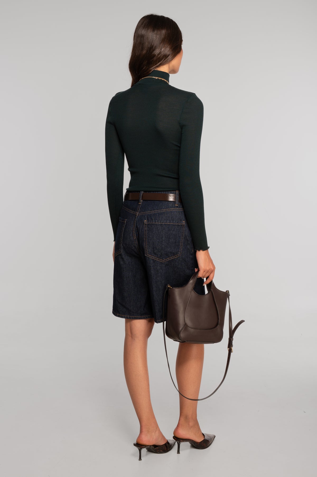 Wool and silk long sleeves mock neck shirt 3429