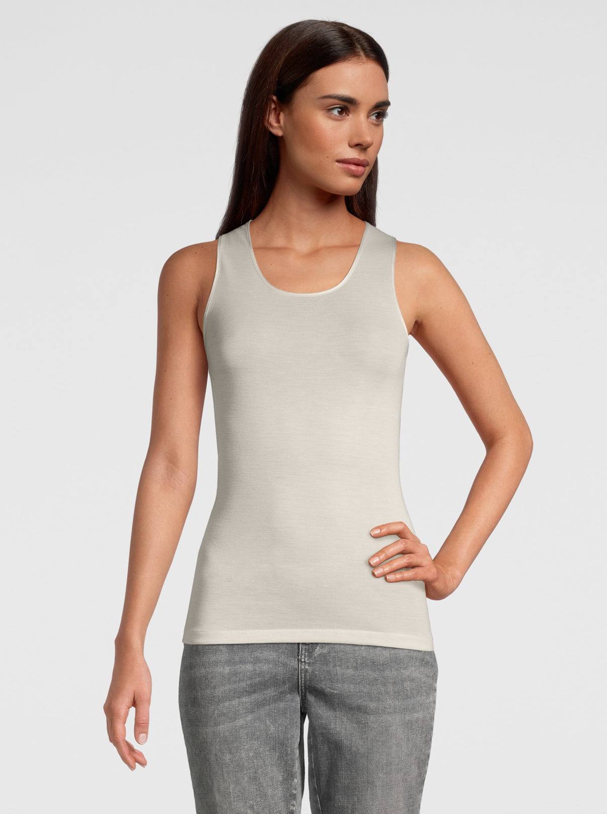 Tank Top Round Neck in Wool and Silk 3432 - Oscalito