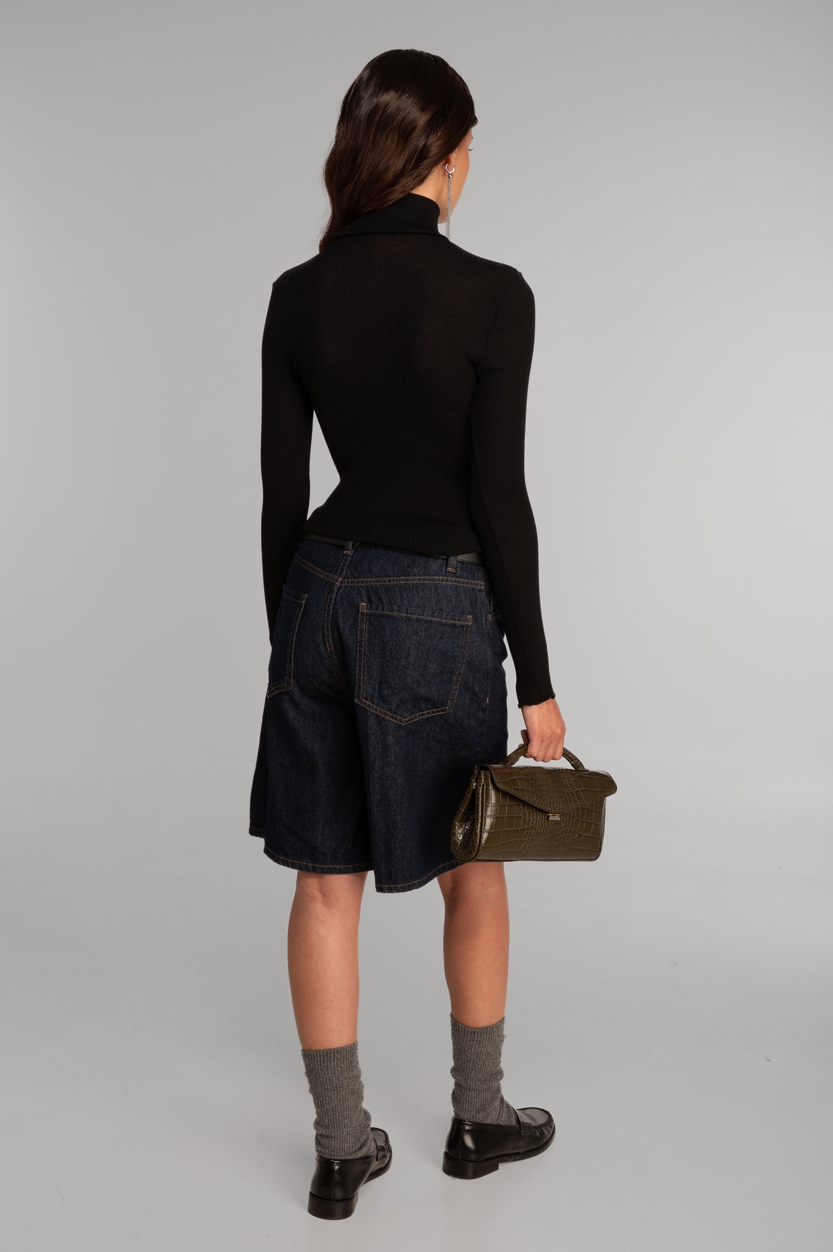 Wool and silk long sleeves turtleneck shirt 3438