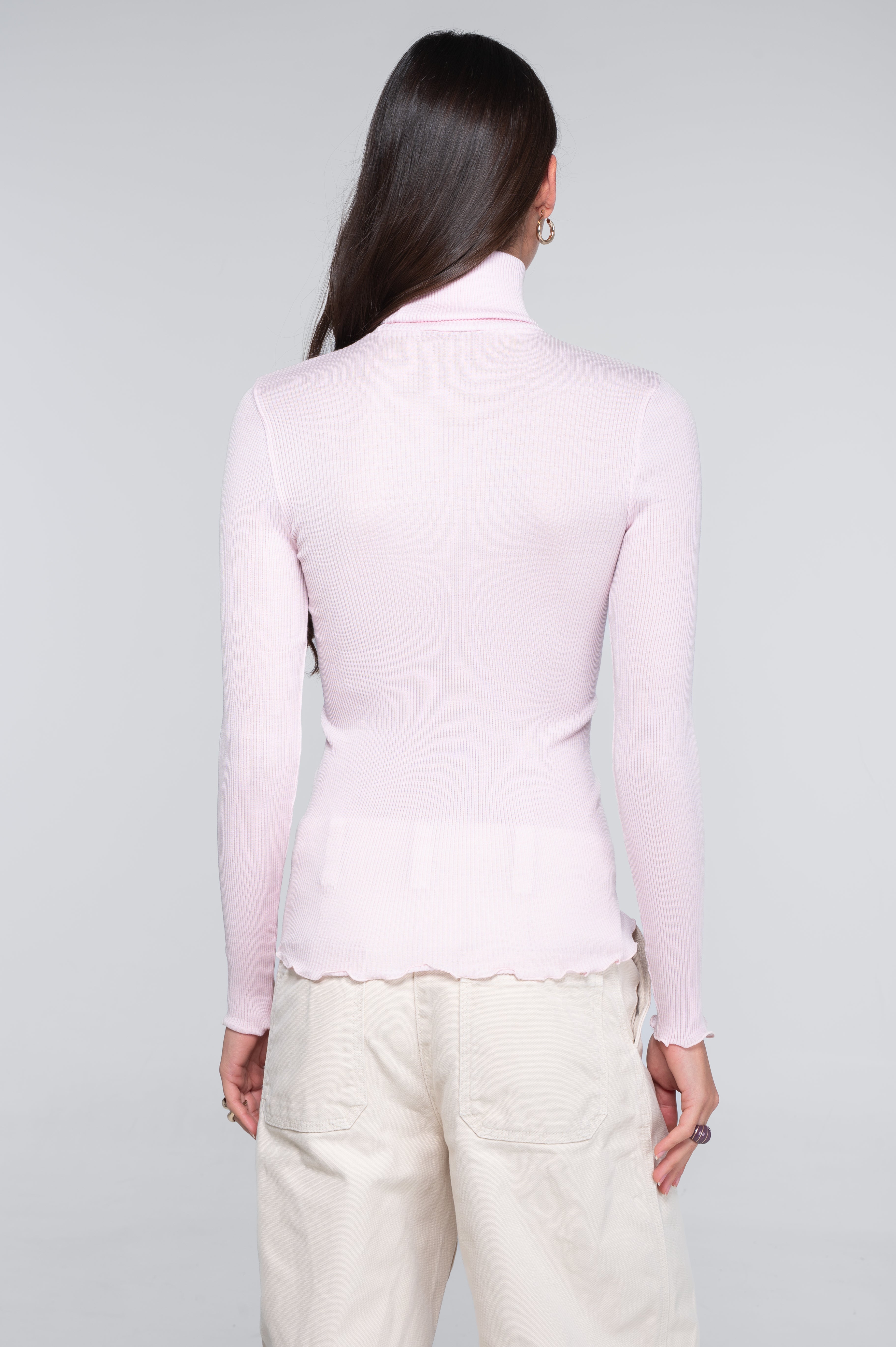 Wool and silk long sleeves turtleneck shirt 3438