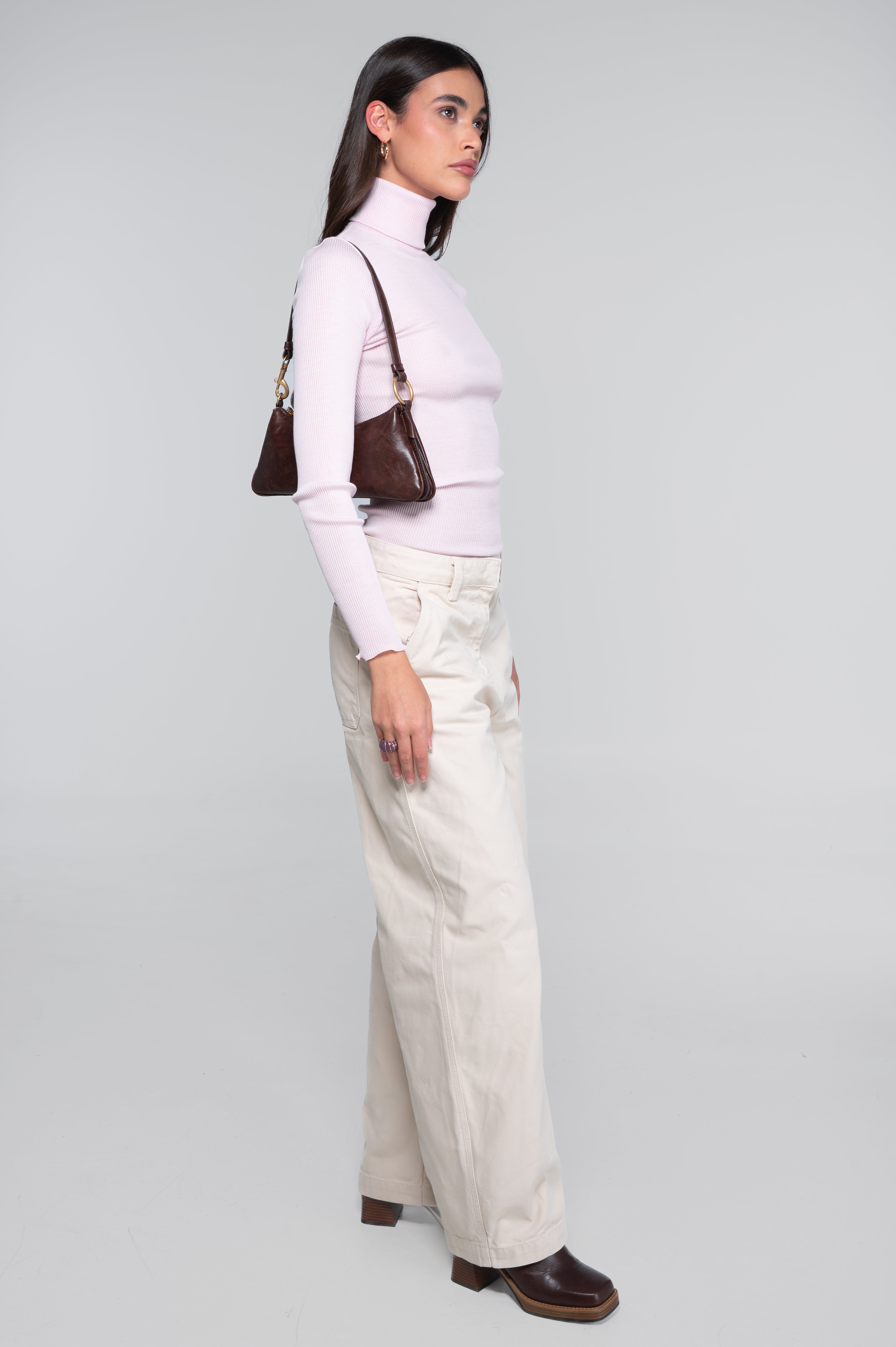 Wool and silk long sleeves turtleneck shirt 3438