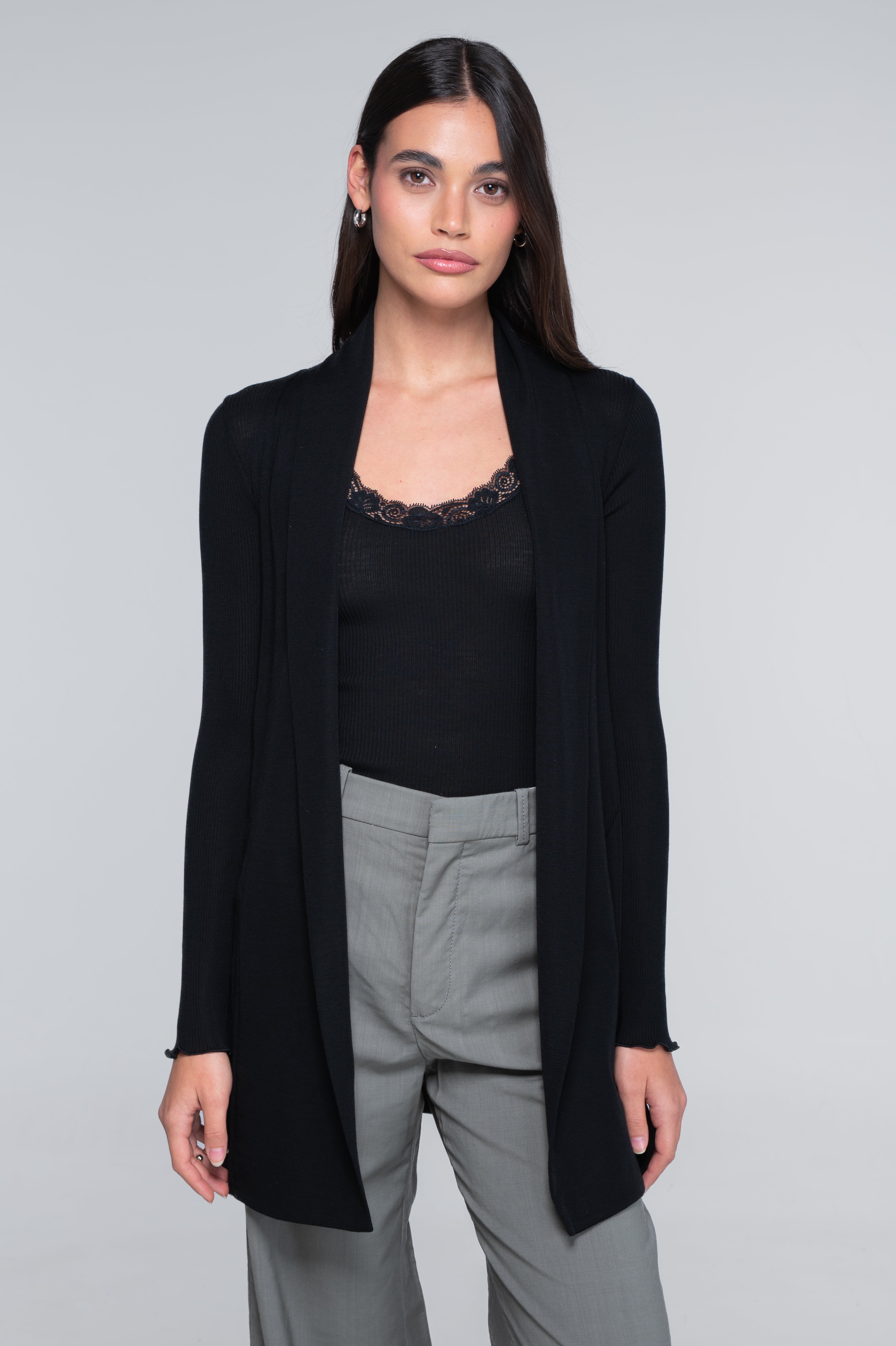 Wool and silk long sleeves cardigan 3463