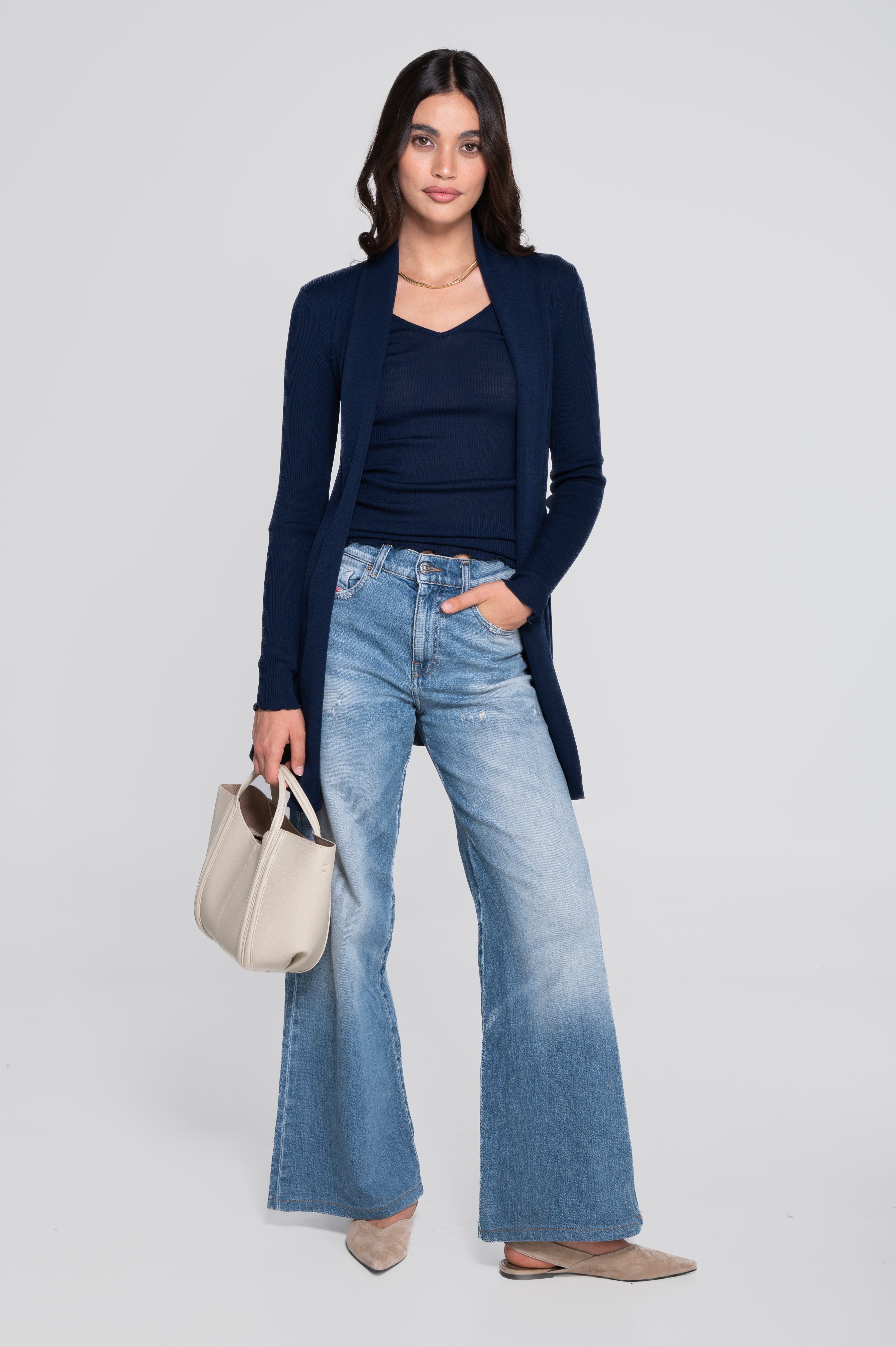 Wool and silk long sleeves cardigan 3463