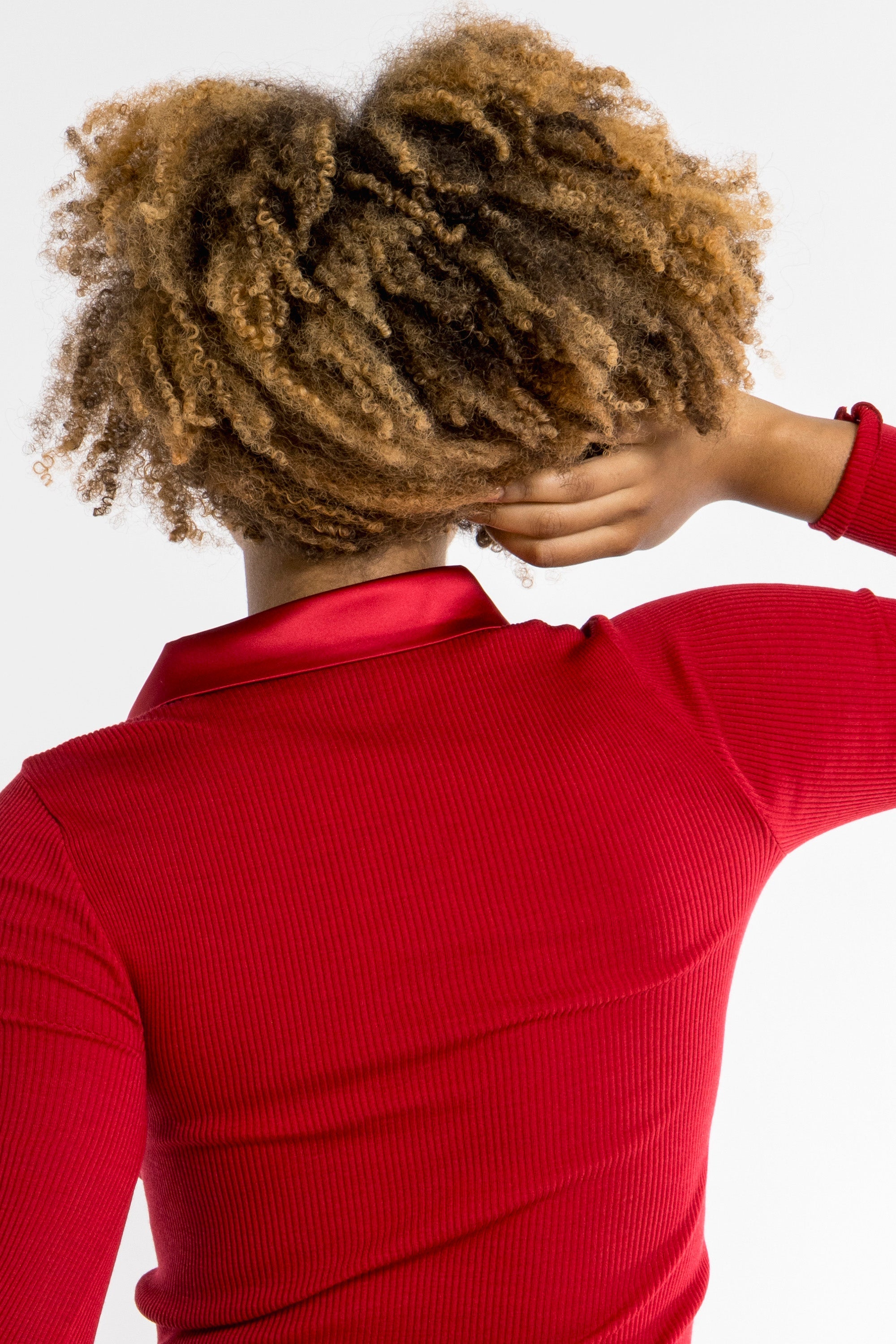 Wool and silk long sleeves shirt with satin opening 6350