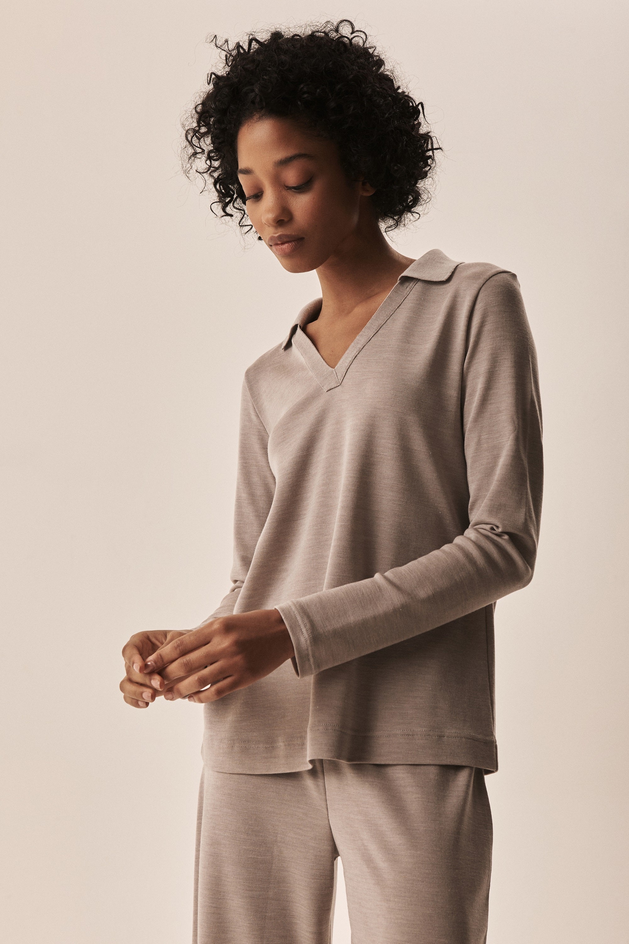 Polo Longsleeves Woman Wool and Silk 6892 - Oscalito