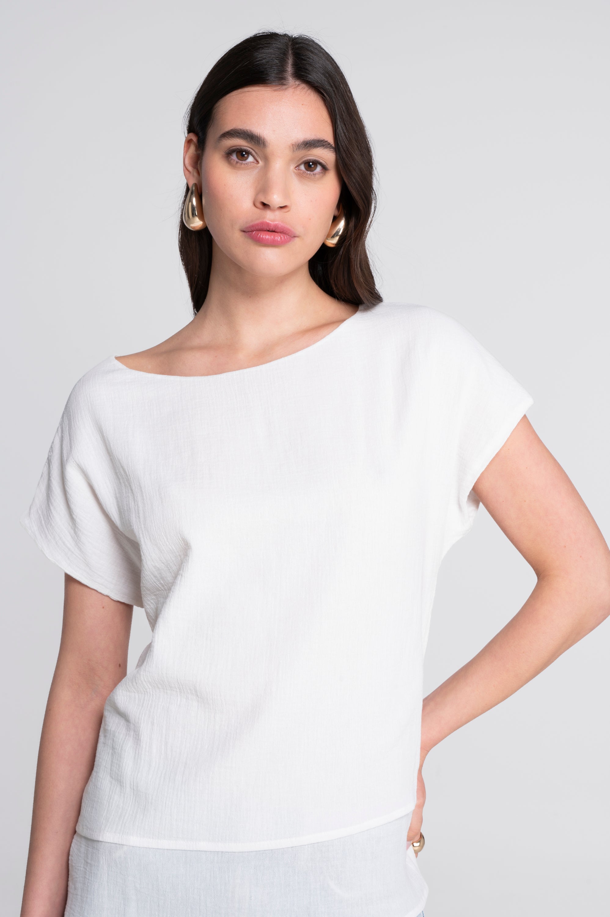 Layered cotton crêpe T-shirt 7541