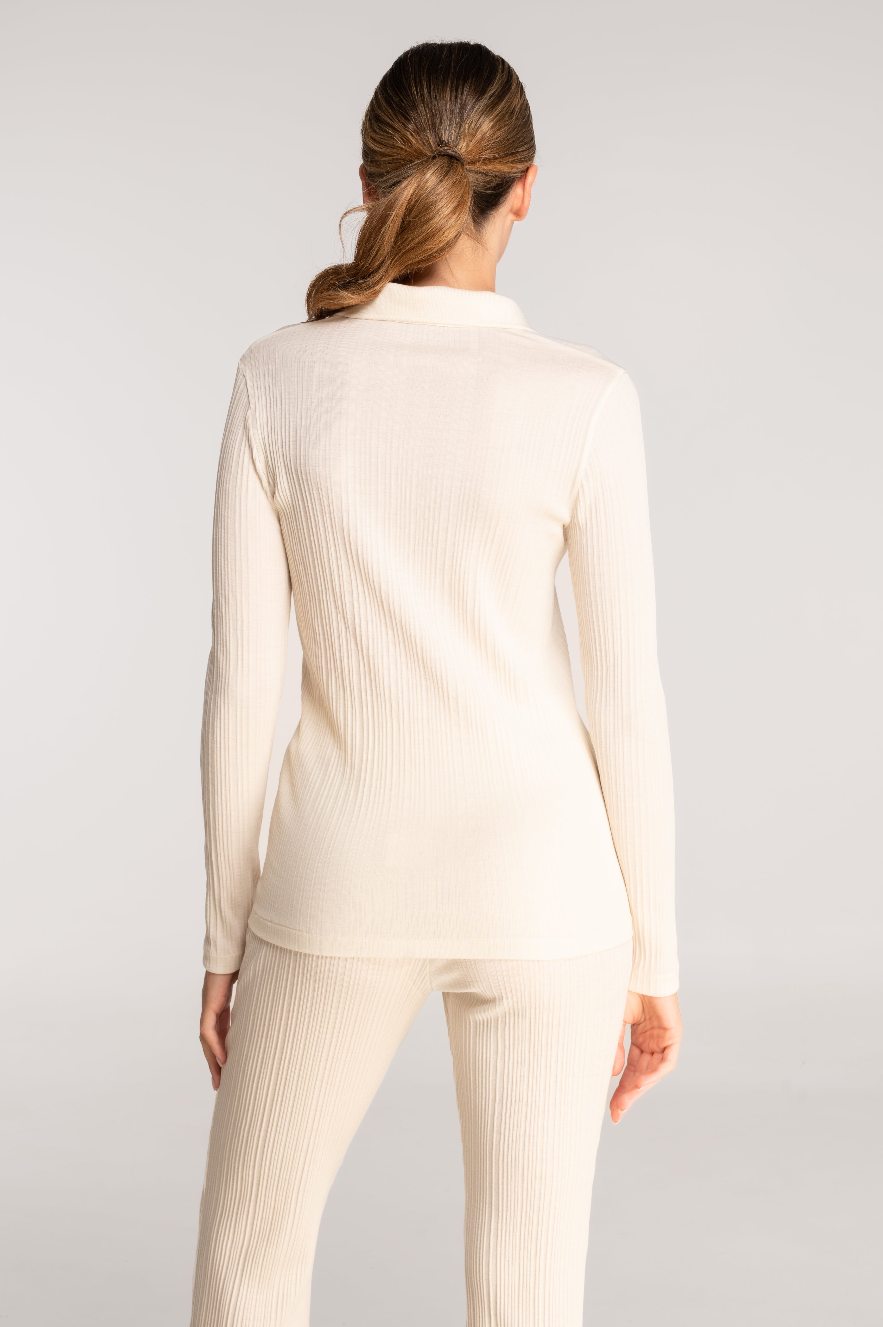 Wool and silk long sleeves polo shirt 7460