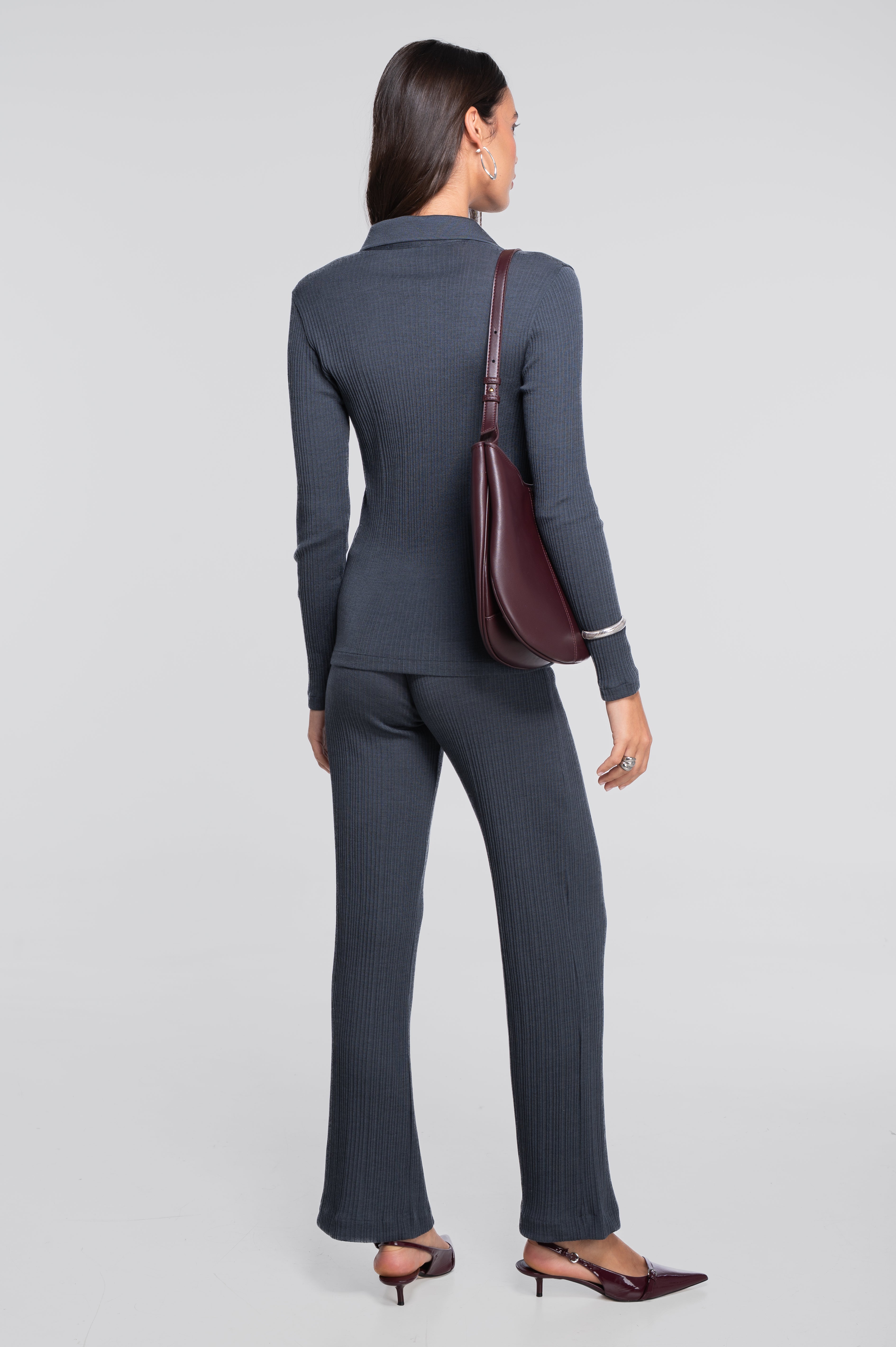 Wool and silk long sleeves polo shirt 7460