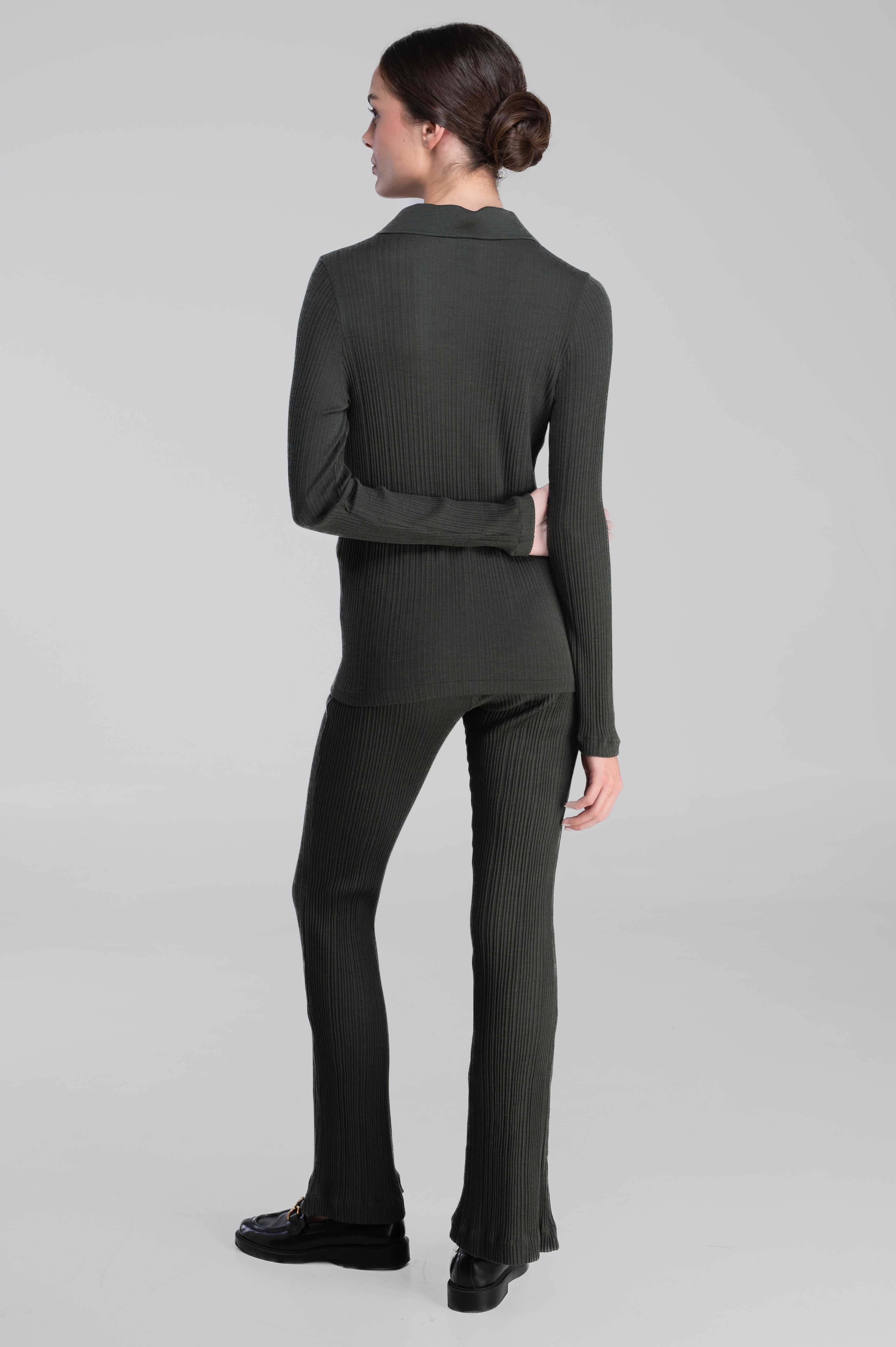 Wool and silk long sleeves polo shirt 7460