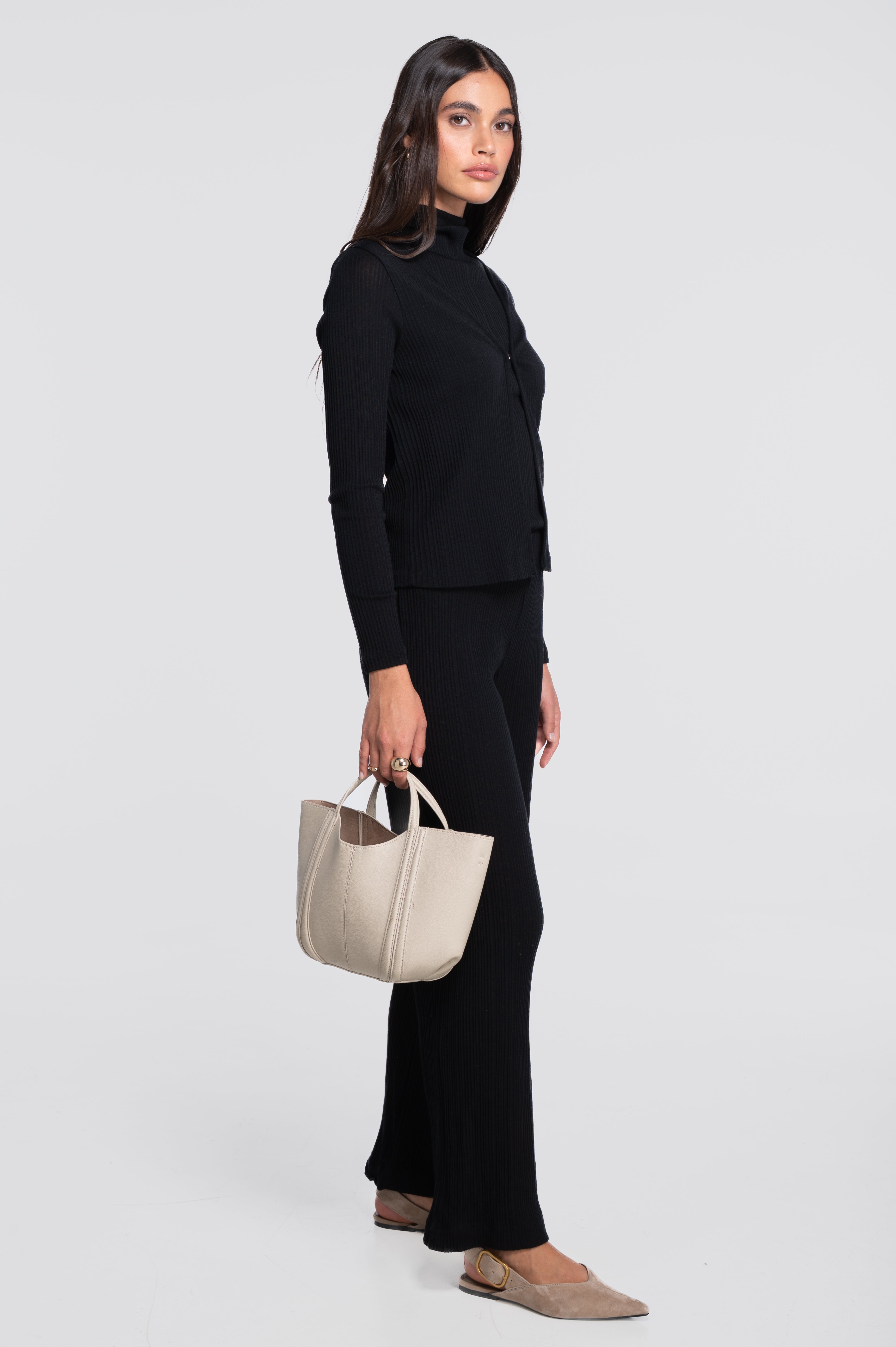 Wool and silk long sleeves cardigan with irregular rib 7464