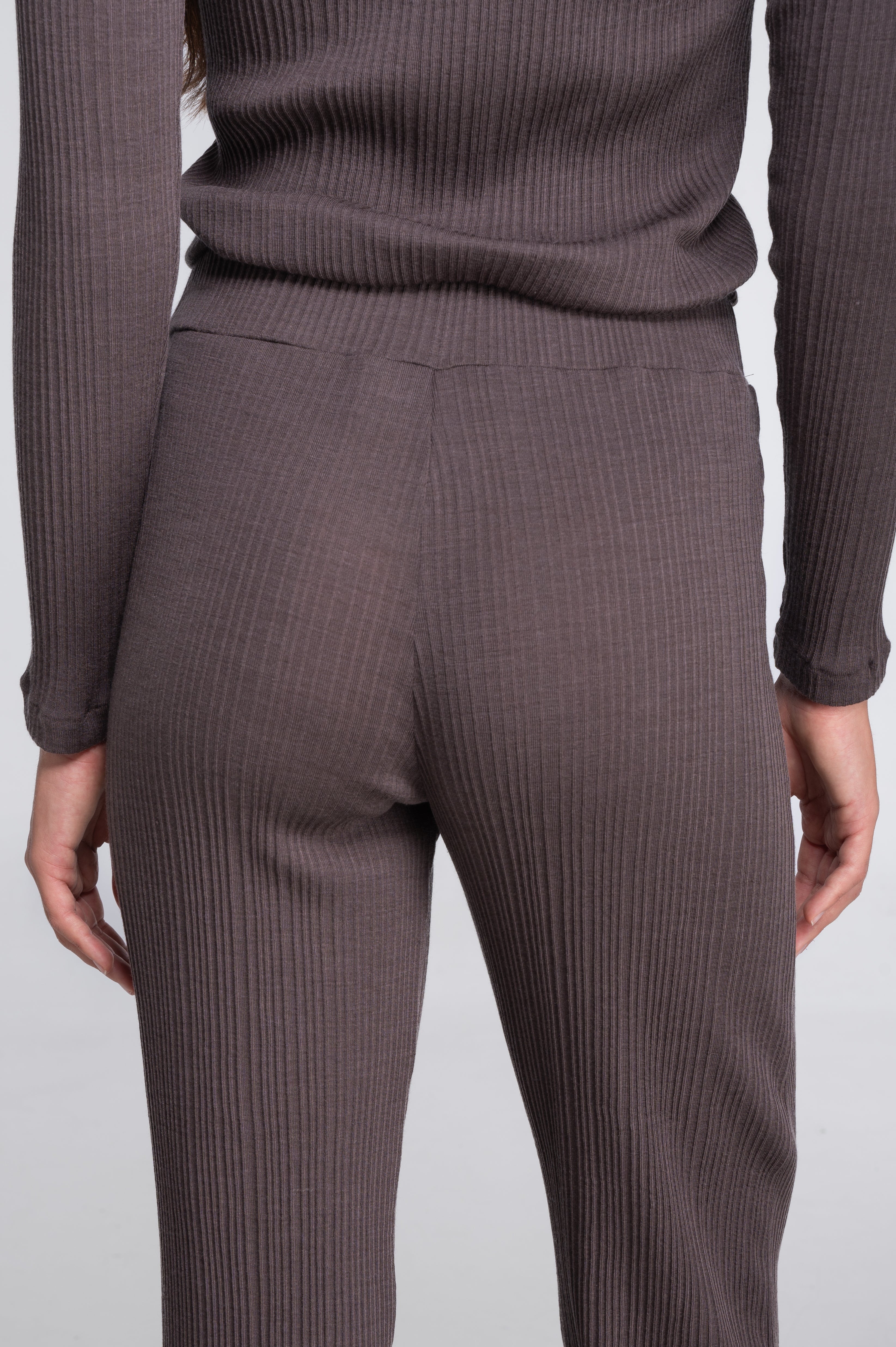 Wide-leg wool and silk trousers with irregular rib 7468