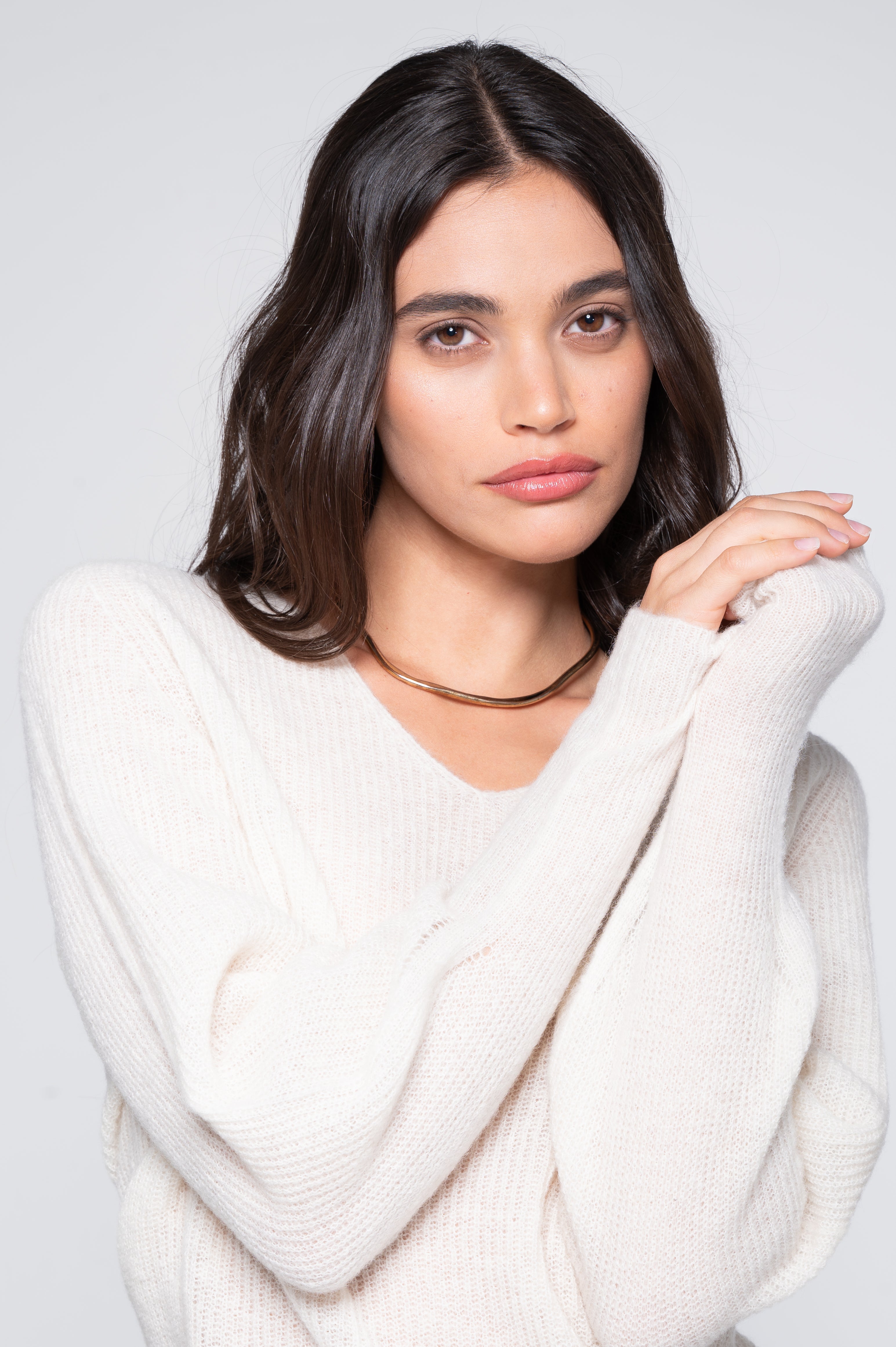 V neck pullover in alpaca 7483