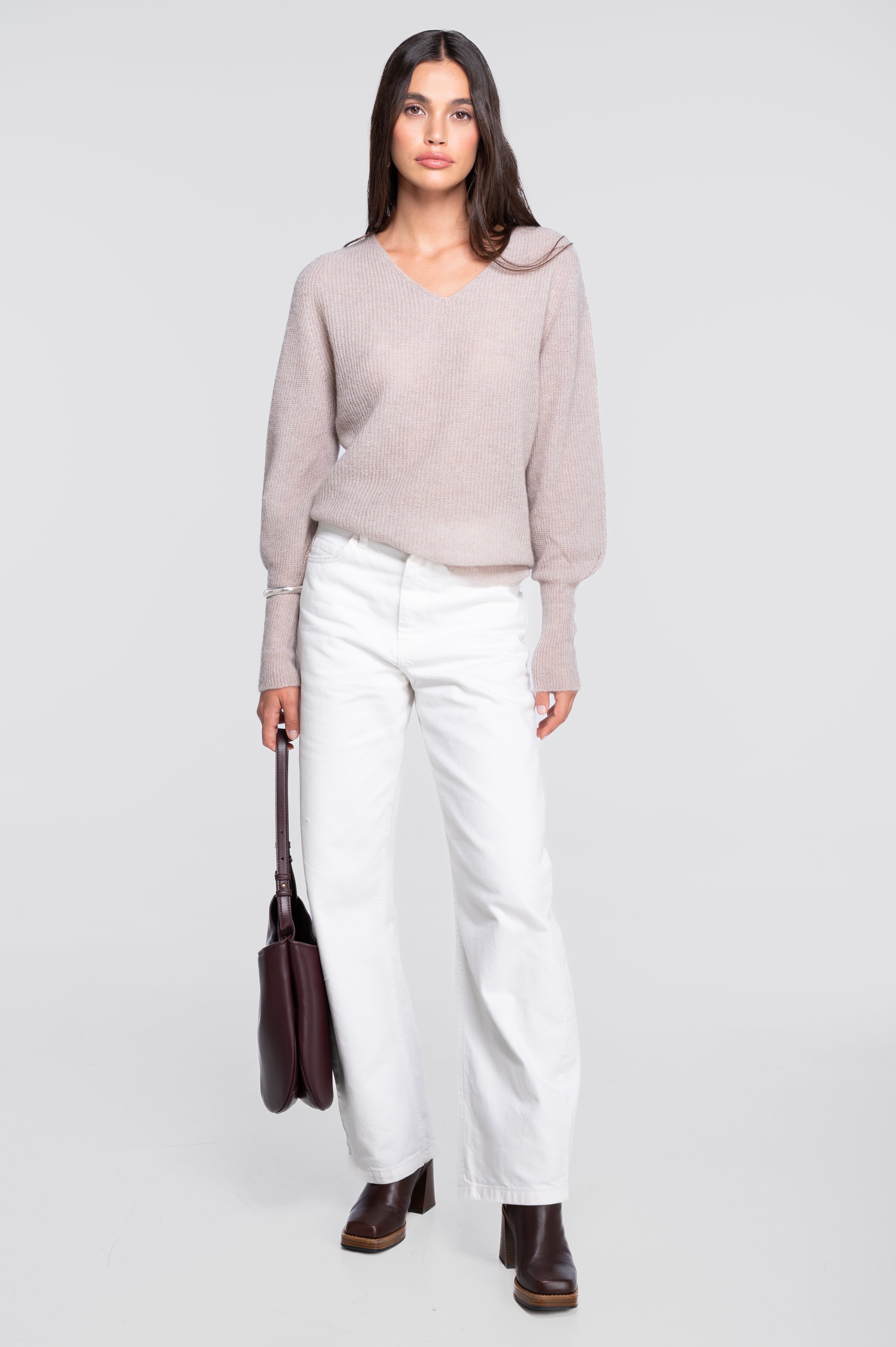 V neck pullover in alpaca 7483