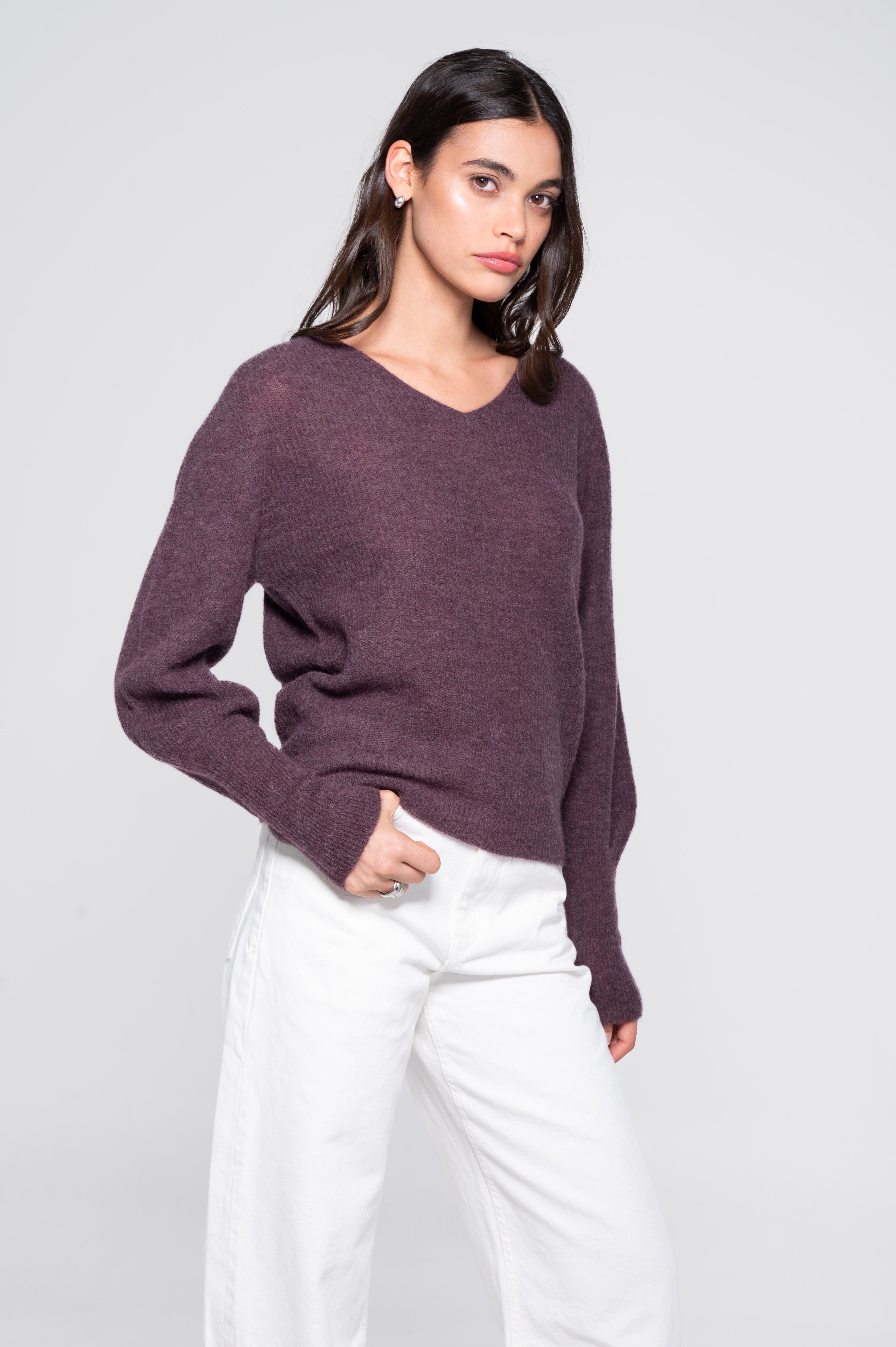 V neck pullover in alpaca 7483