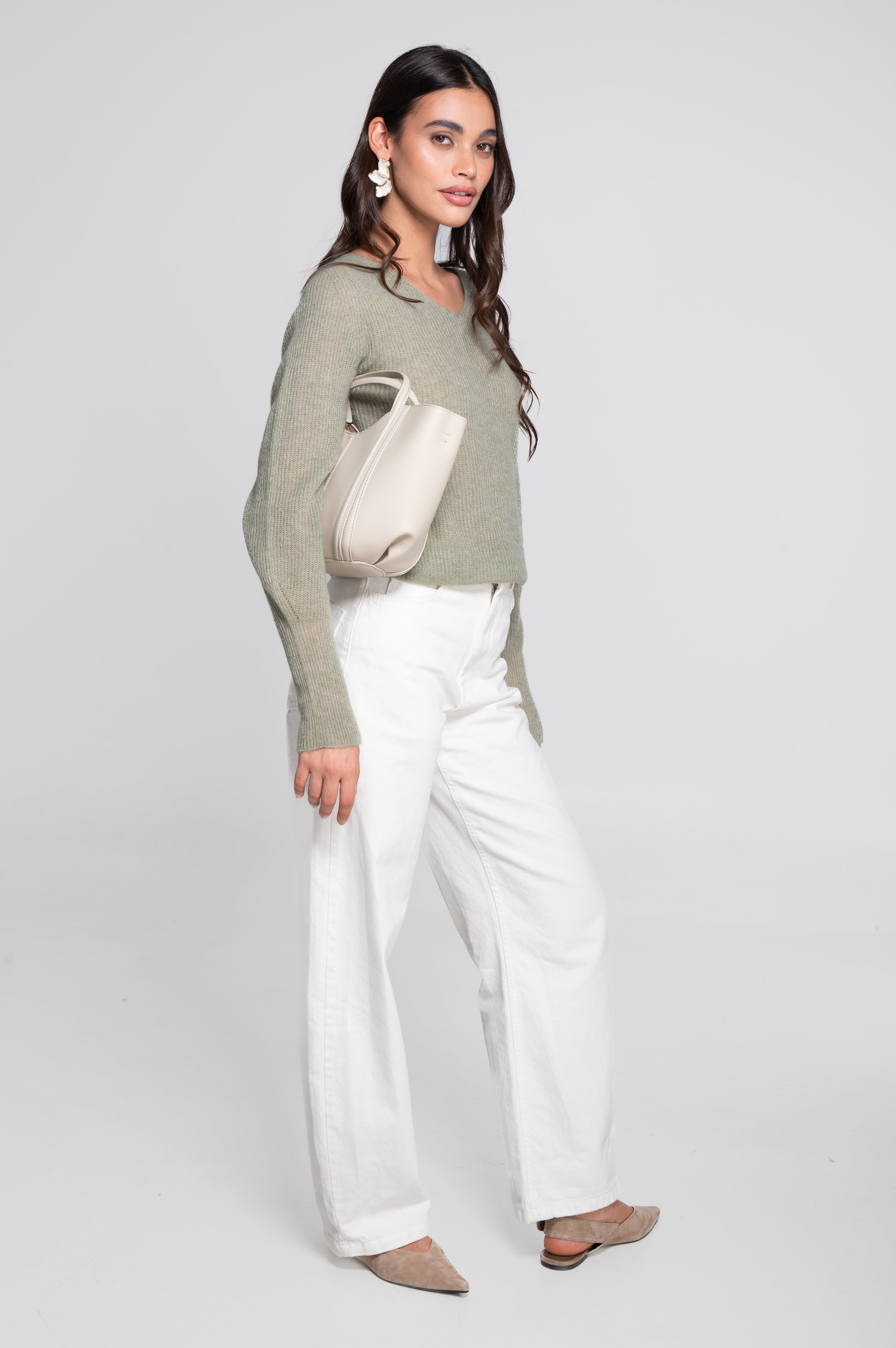 V neck pullover in alpaca 7483