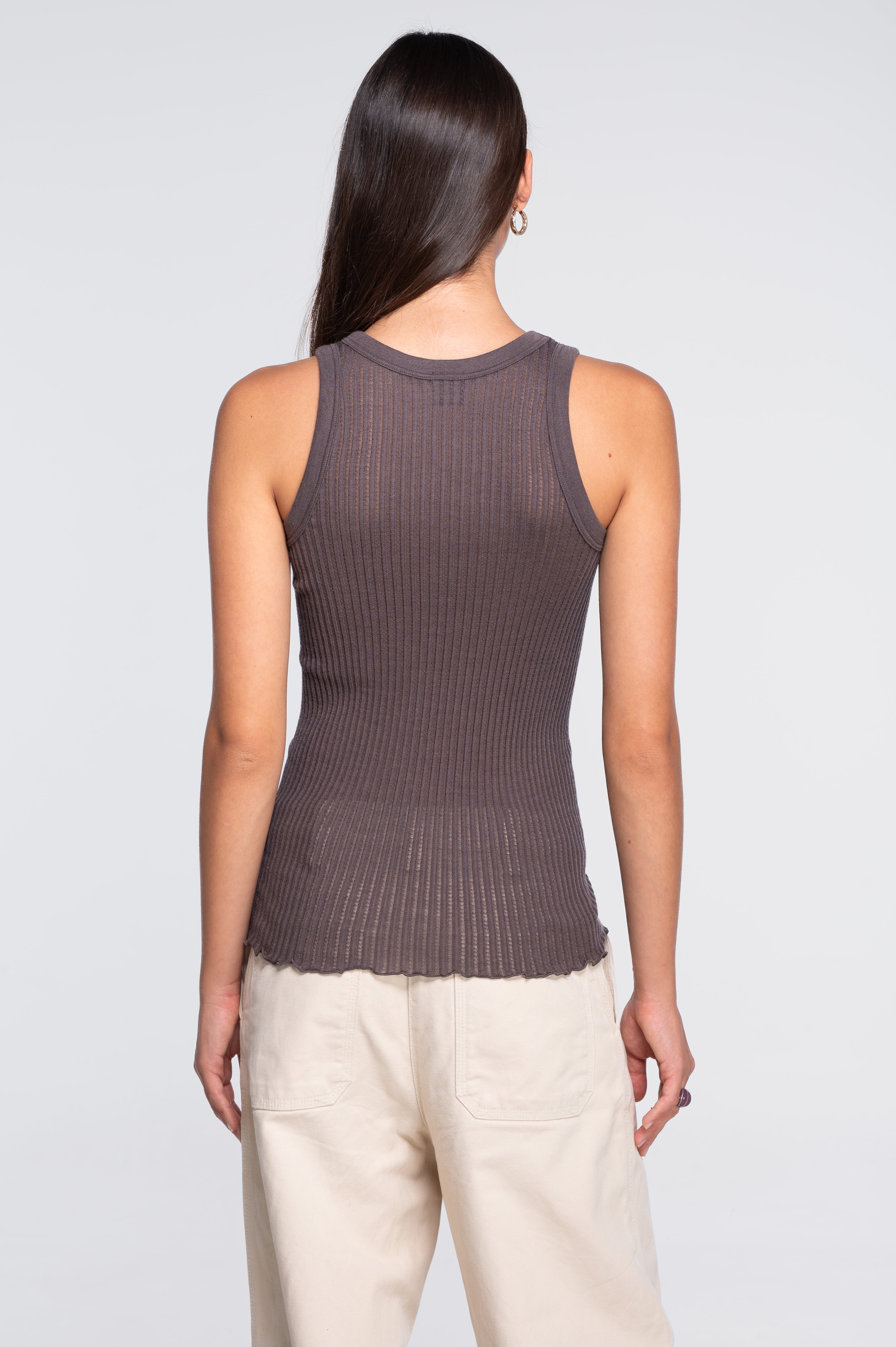 Sleeveless halterneck top in ajouré wool and silk 7490