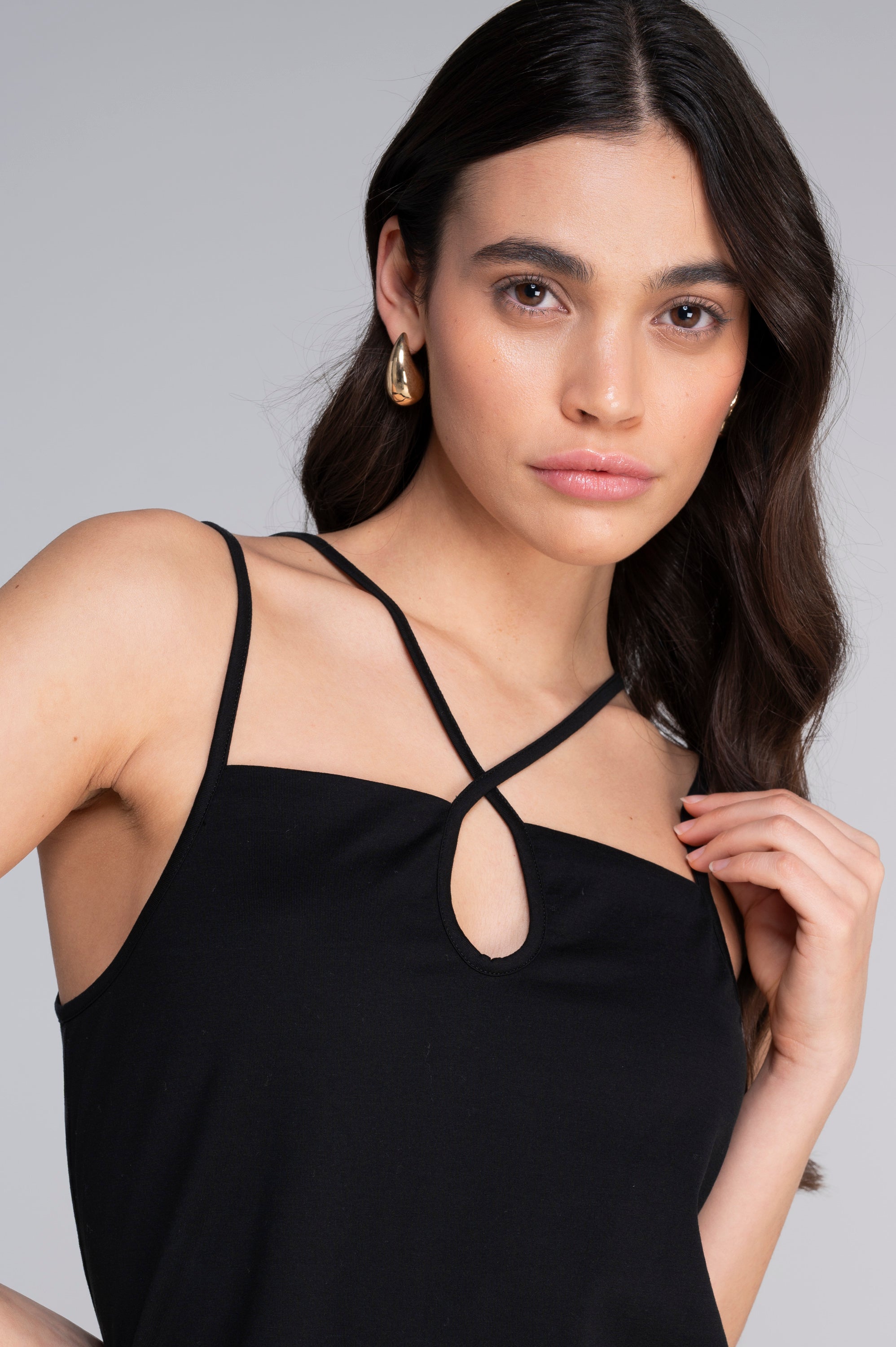 Camisole top in jersey cotton with chantilly lace 7523